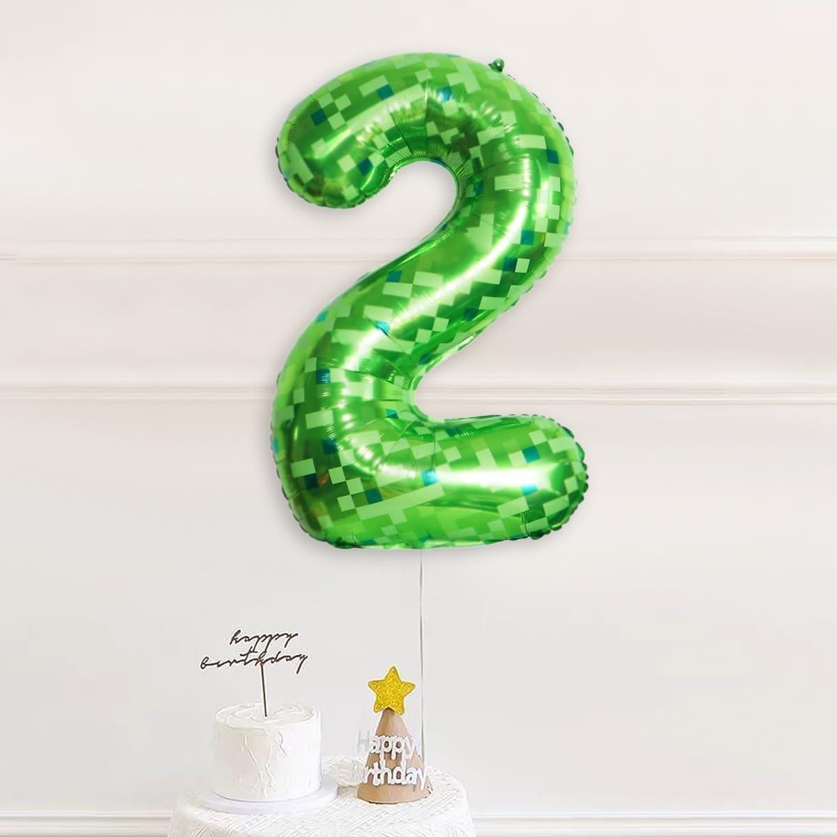 Juego de 5 globos de aluminio n°5 píxel verde 104 cm