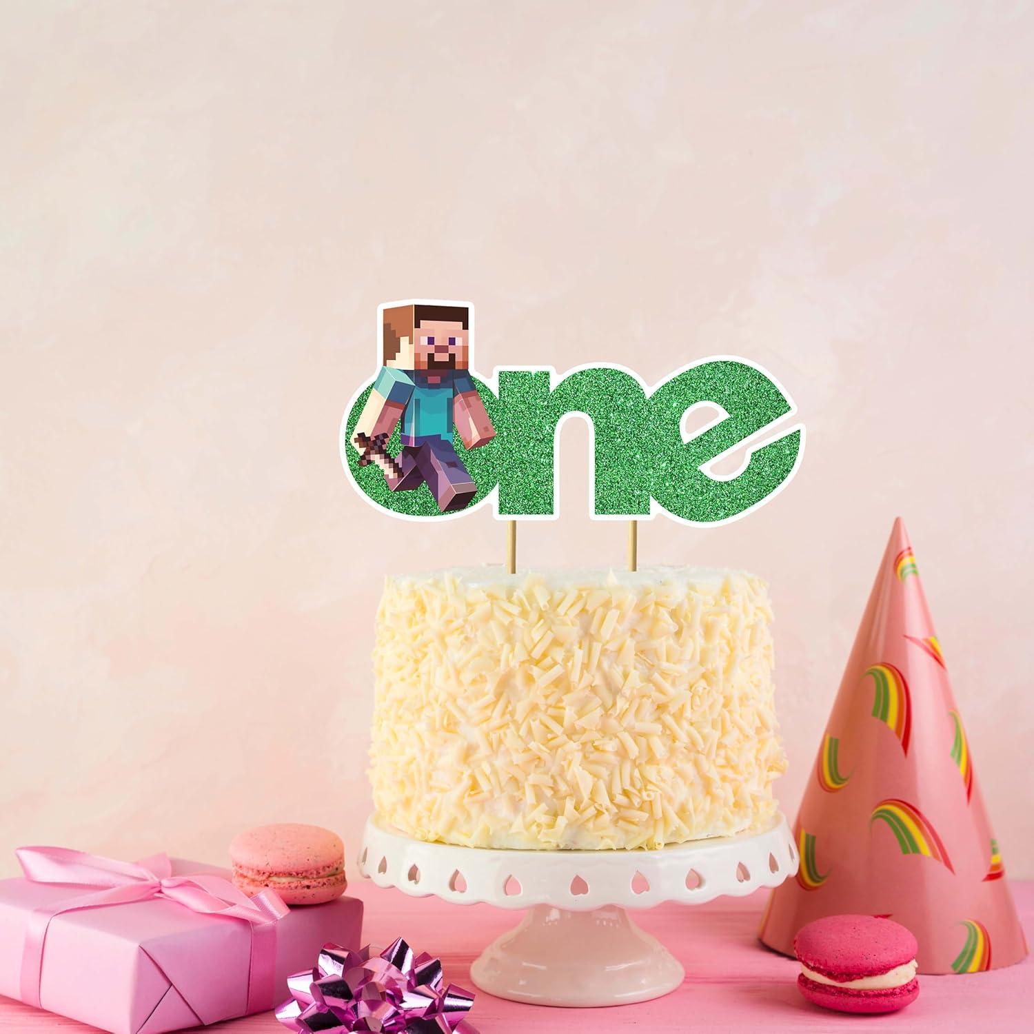 Topper de Pastel Minecraft Pixlated Uno - Decoración Cumpleaños