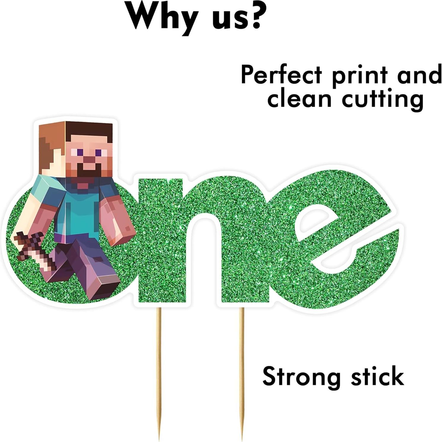 Topper de Pastel Minecraft Pixlated Uno - Decoración Cumpleaños