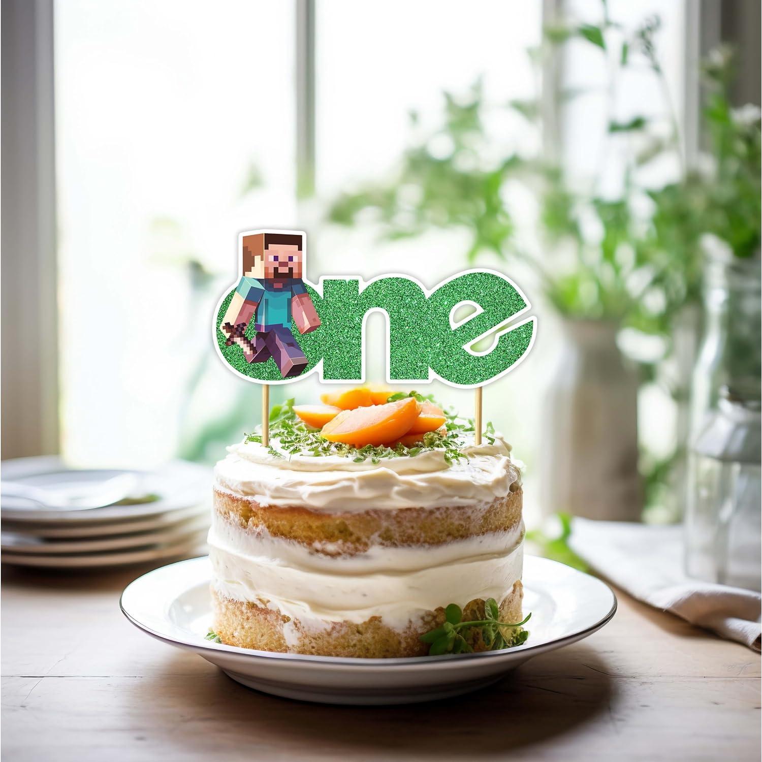 Topper de Pastel Minecraft Pixlated Uno - Decoración Cumpleaños