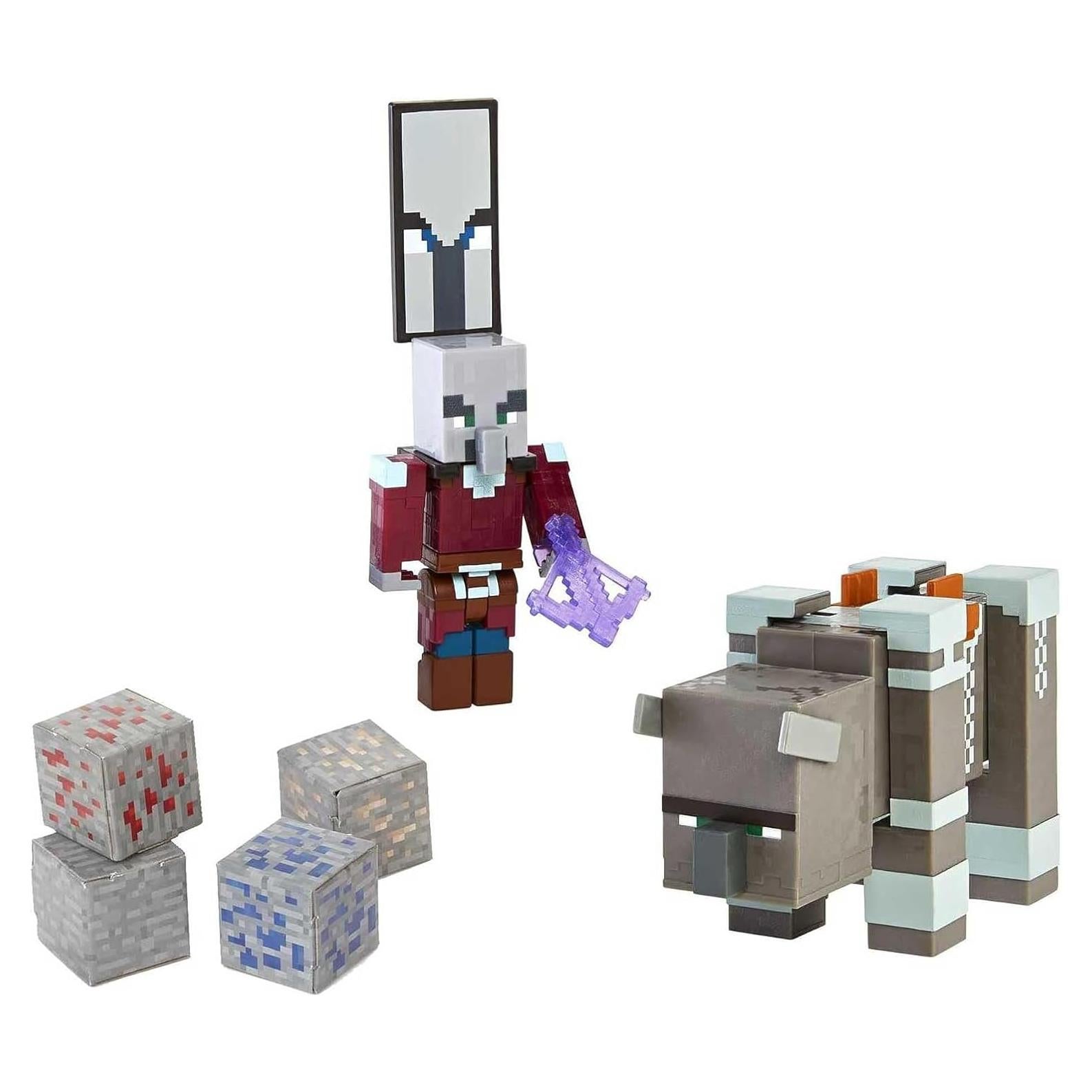 Figuras de Acción Minecraft Mattel 2 Pk Ravager y Capitán 8.26 cm