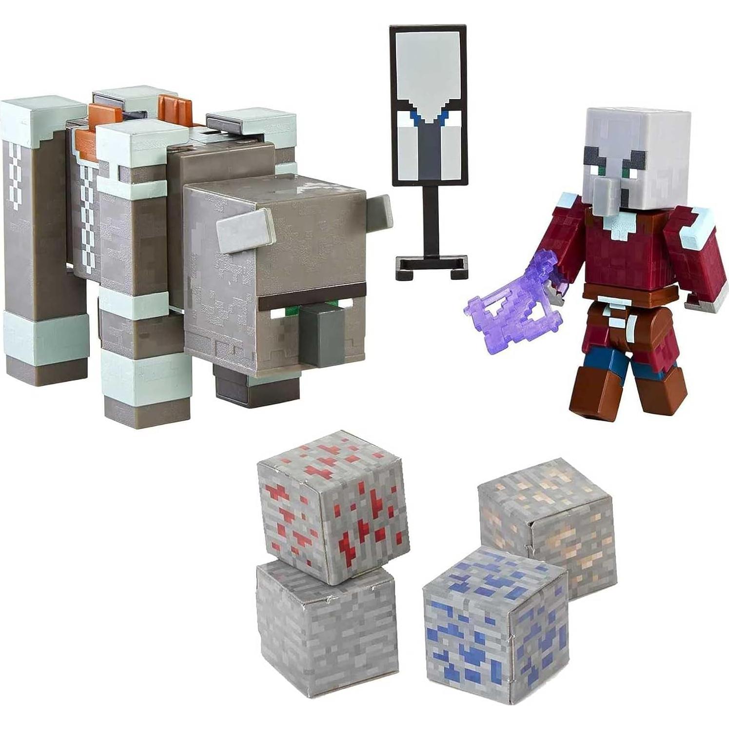 Figuras de Acción Minecraft Mattel 2 Pk Ravager y Capitán 8.26 cm