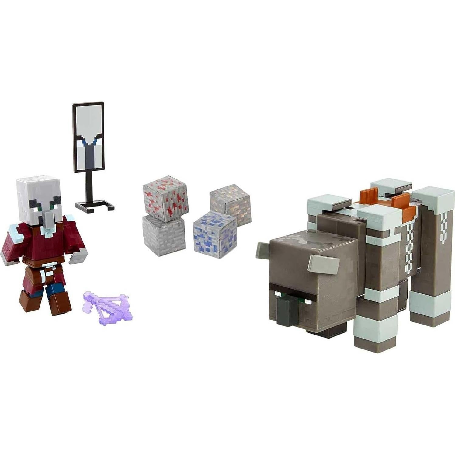 Figuras de Acción Minecraft Mattel 2 Pk Ravager y Capitán 8.26 cm