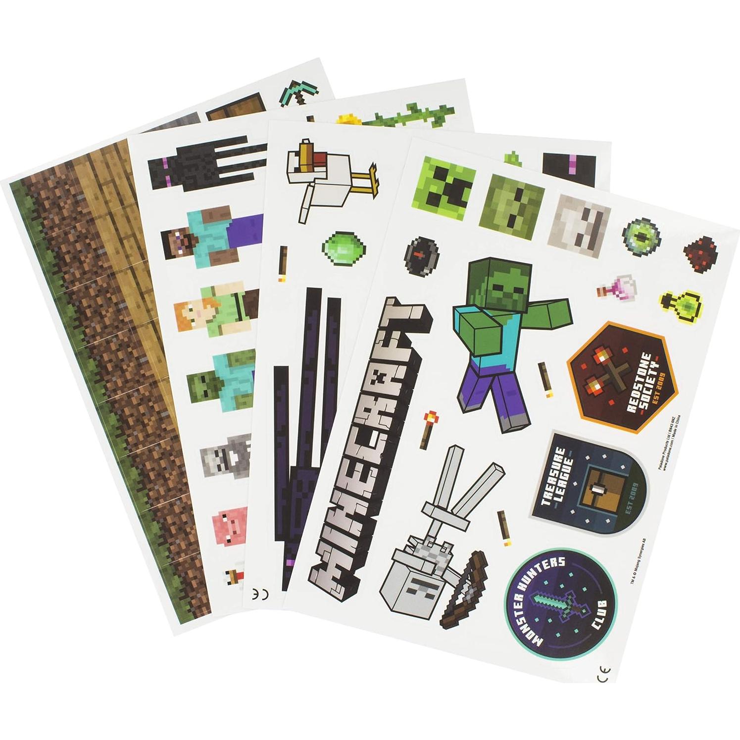 Calcomanías de Vinilo Removibles Paladone Minecraft - 4 Hojas