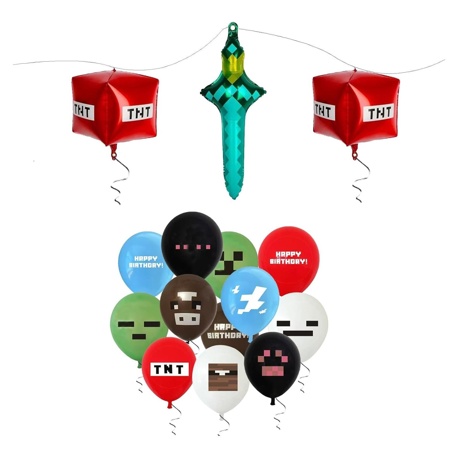 21 Piezas Globos de Cumpleaños Pixel JamboRella 25.4 cm