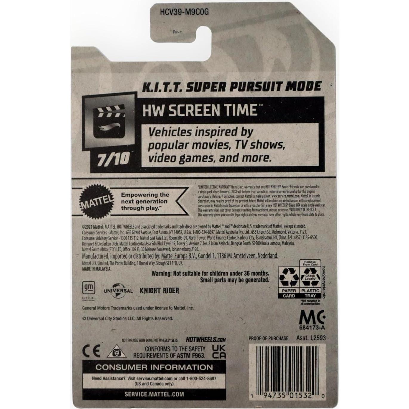 Hot Wheels K.I.T.T. Modo Persecución 1:64 Mattel