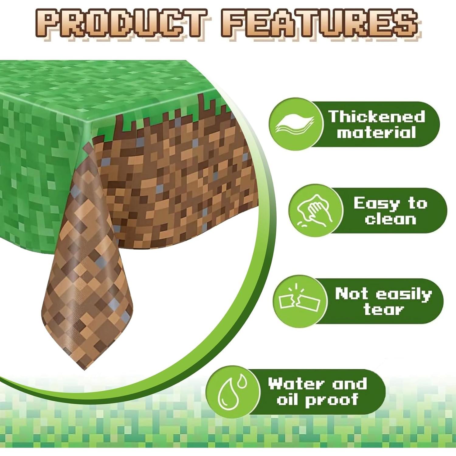 3 Manteles Desechables Pixel Miner GUGCHJH 130x220cm Fiesta