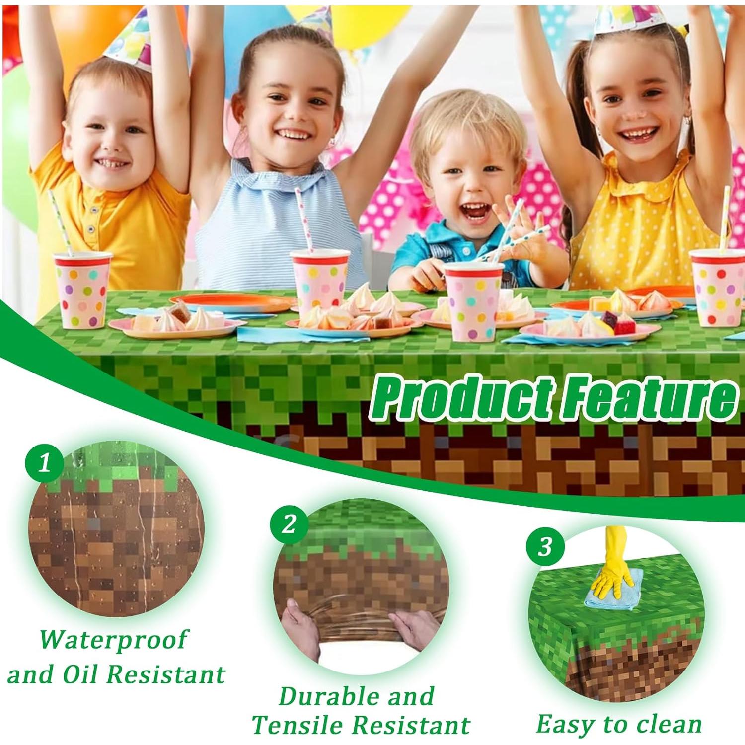 3 Manteles Desechables Pixel Miner GUGCHJH 130x220cm Fiesta