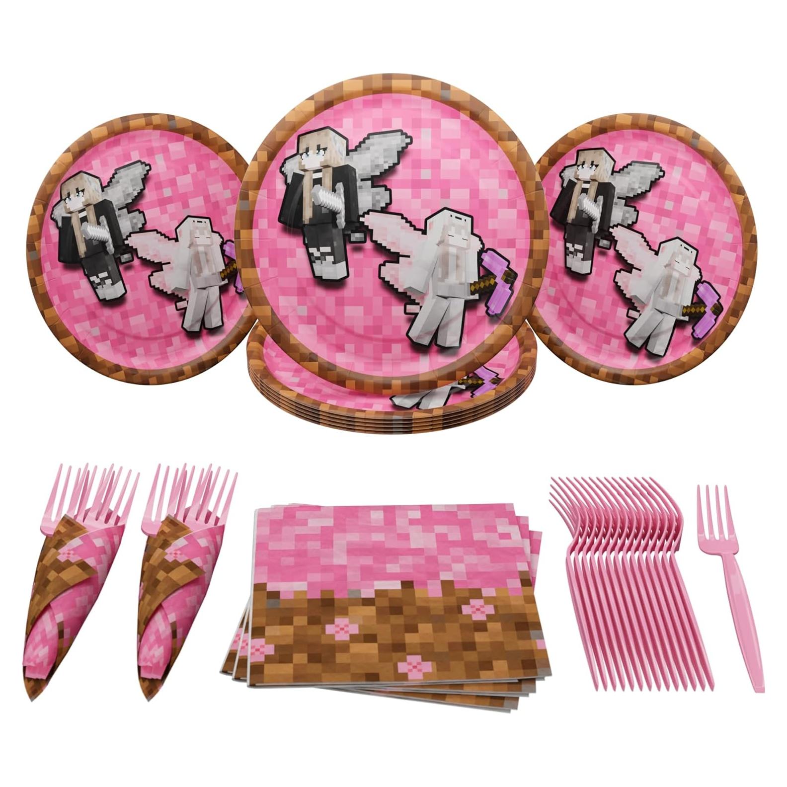 Suministros de Fiesta Pixel Girl 64 Piezas para 20 Invitados