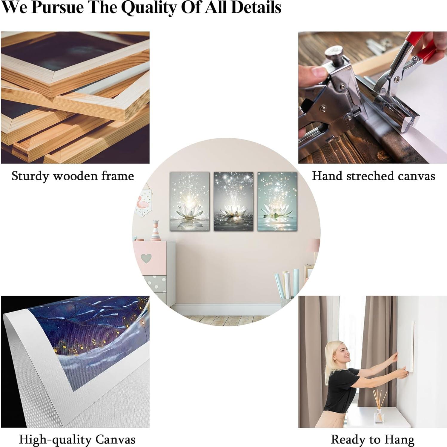 Arte de Pared Zen en Lienzo 3 Piezas 30x45 cm Decoración