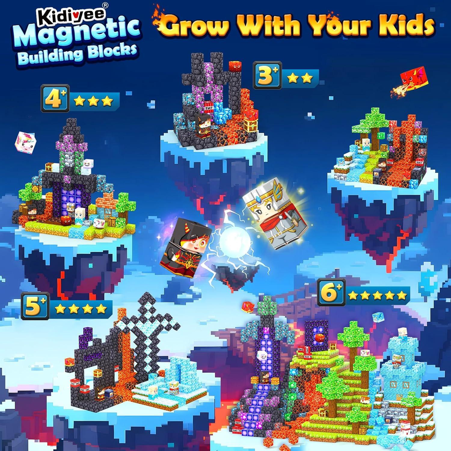 Bloques Magnéticos Kidiyee 200 Piezas Juguetes Educativos STEM