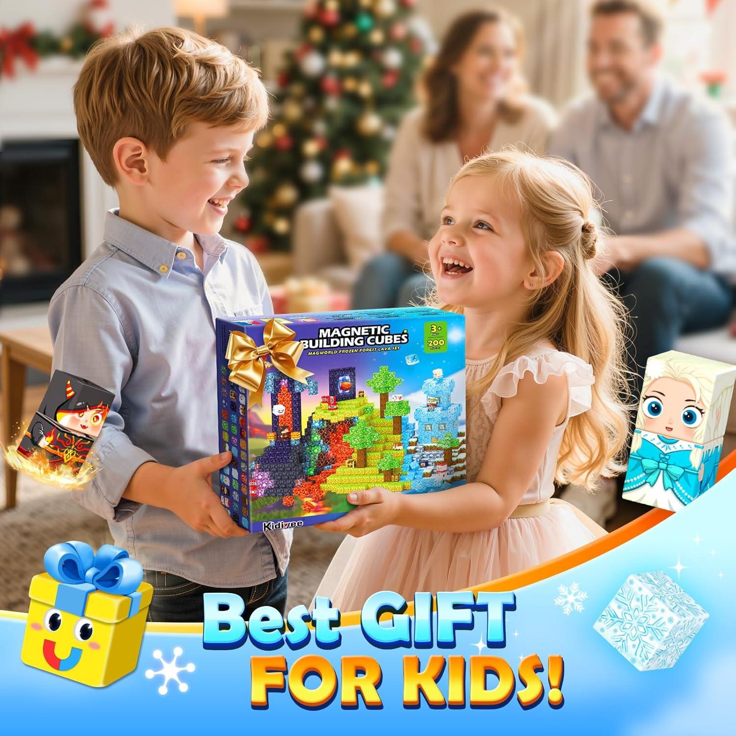 Bloques Magnéticos Kidiyee 200 Piezas Juguetes Educativos STEM