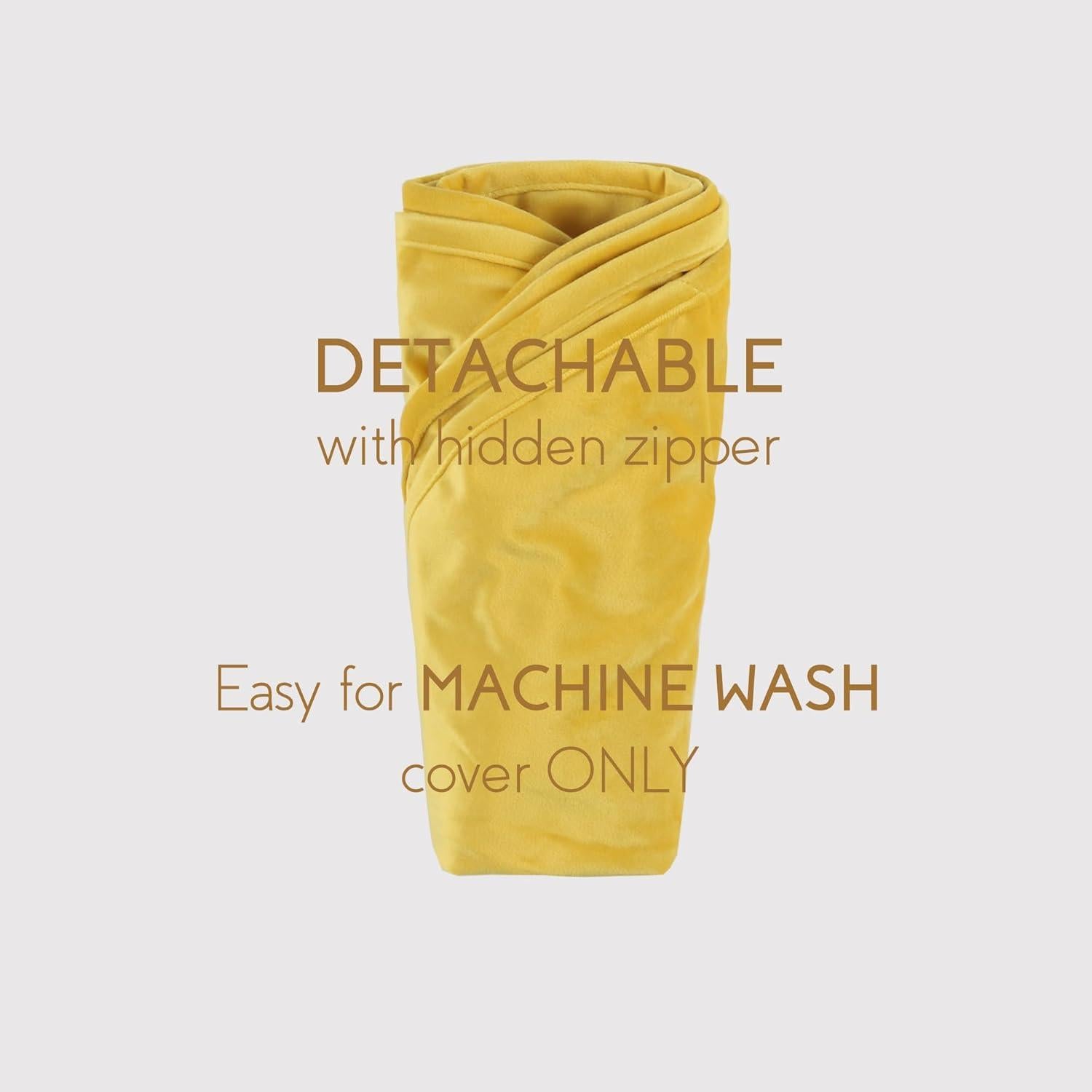 Funda de Cojín Redonda YIUOR Terciopelo Amarillo 65cm