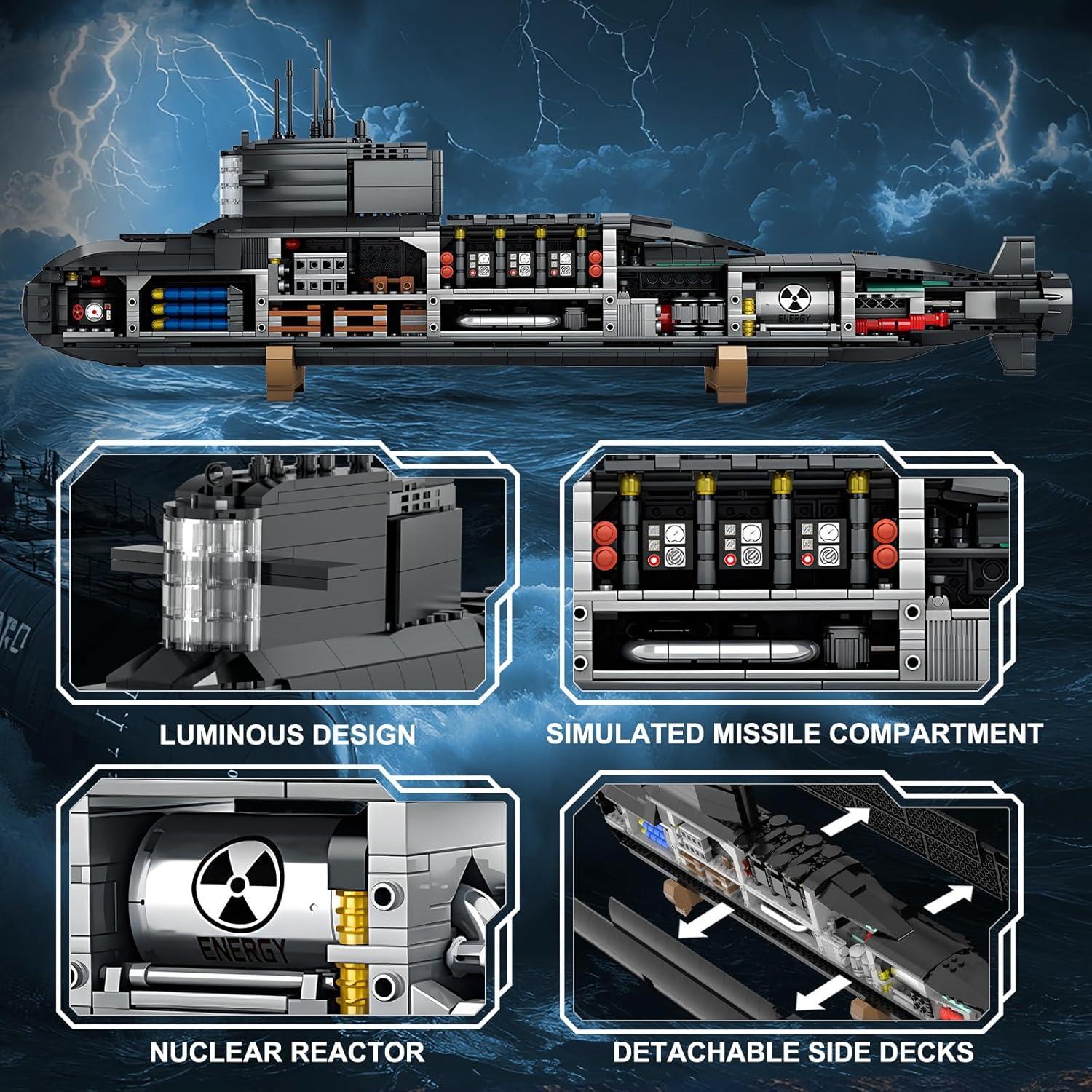 Juego de Bloques Submarino Nuclear eafzv 1498 Piezas 14+