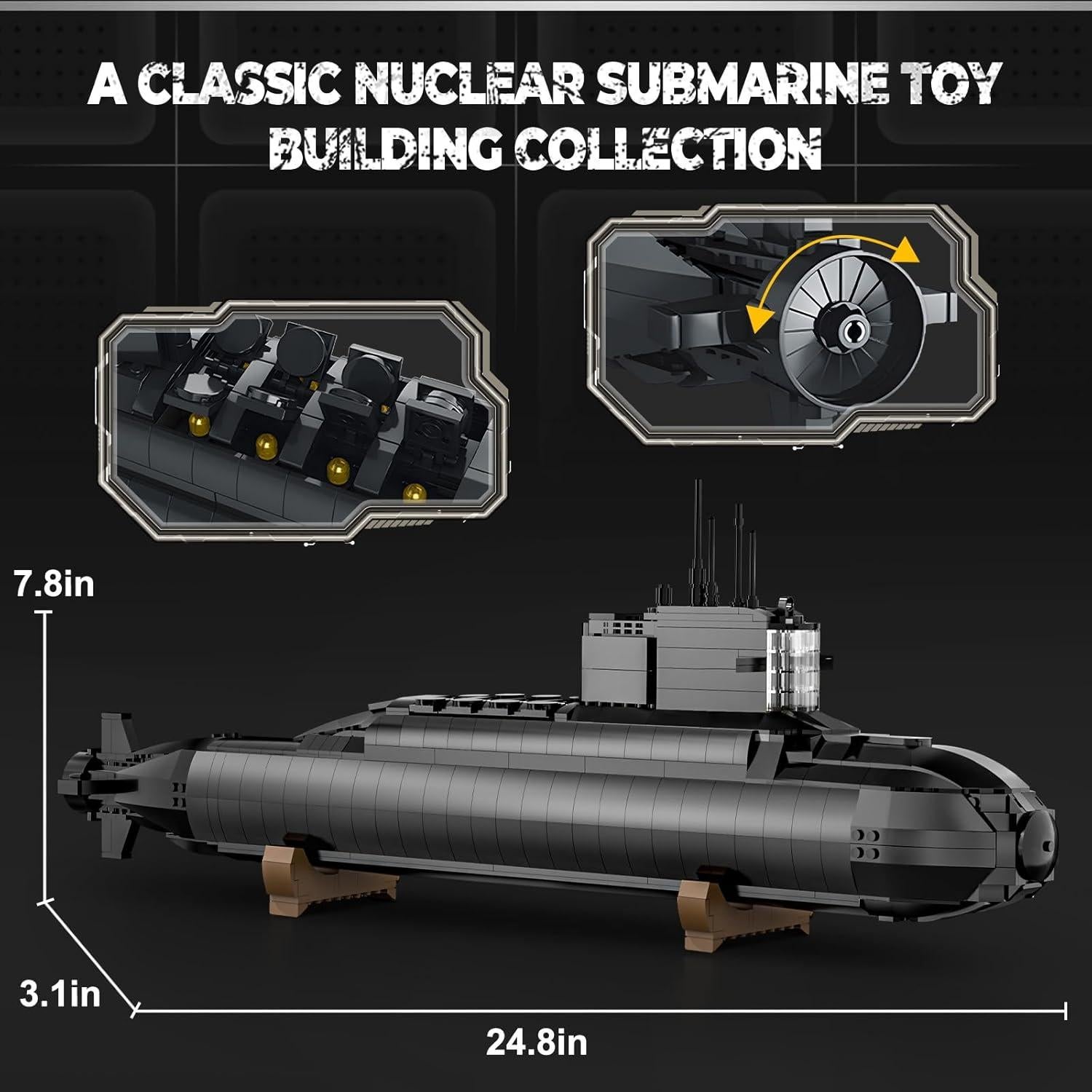 Juego de Bloques Submarino Nuclear eafzv 1498 Piezas 14+
