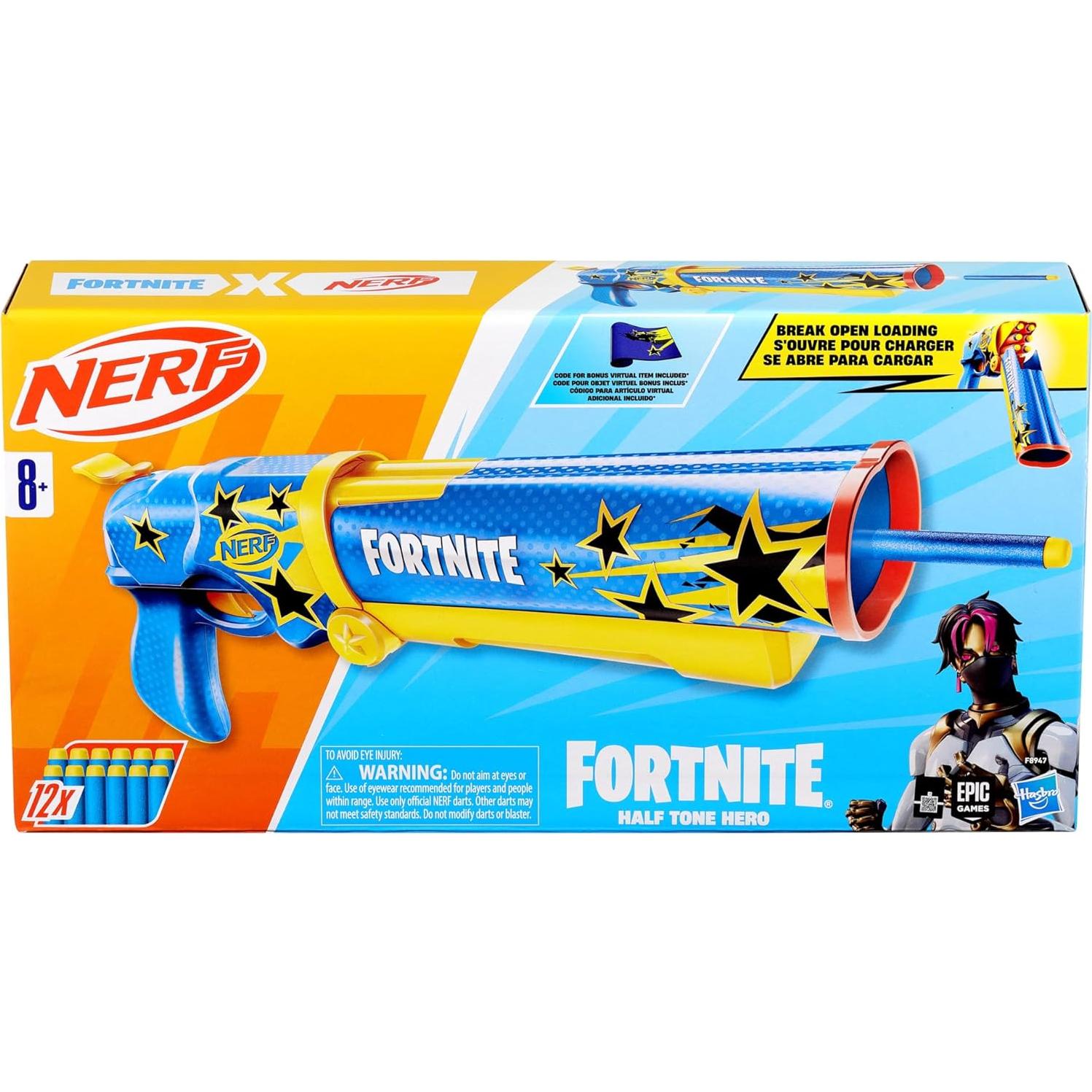 Blaster Nerf Fortnite Half Tone Hero con 12 dardos Elite