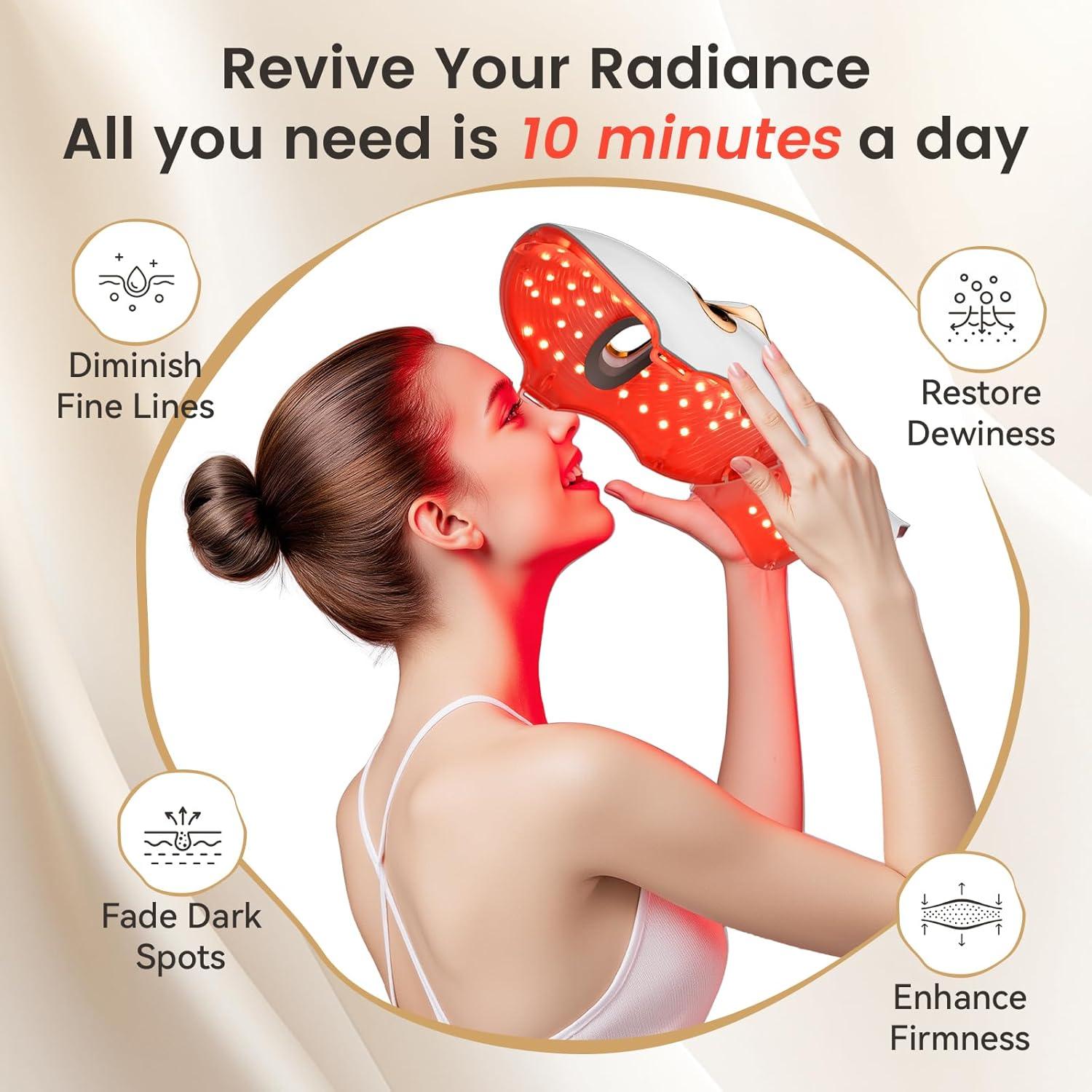 Máscara de Terapia de Luz Roja Tinkoola LED Recargable USB C