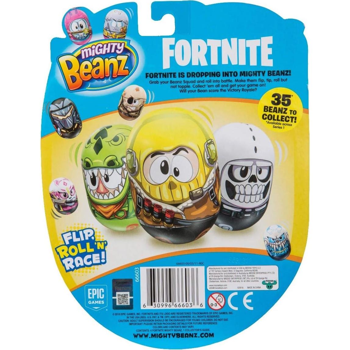 Mighty Beanz Fortnite Paquete de 4 Juguetes Coleccionables 2.54 cm