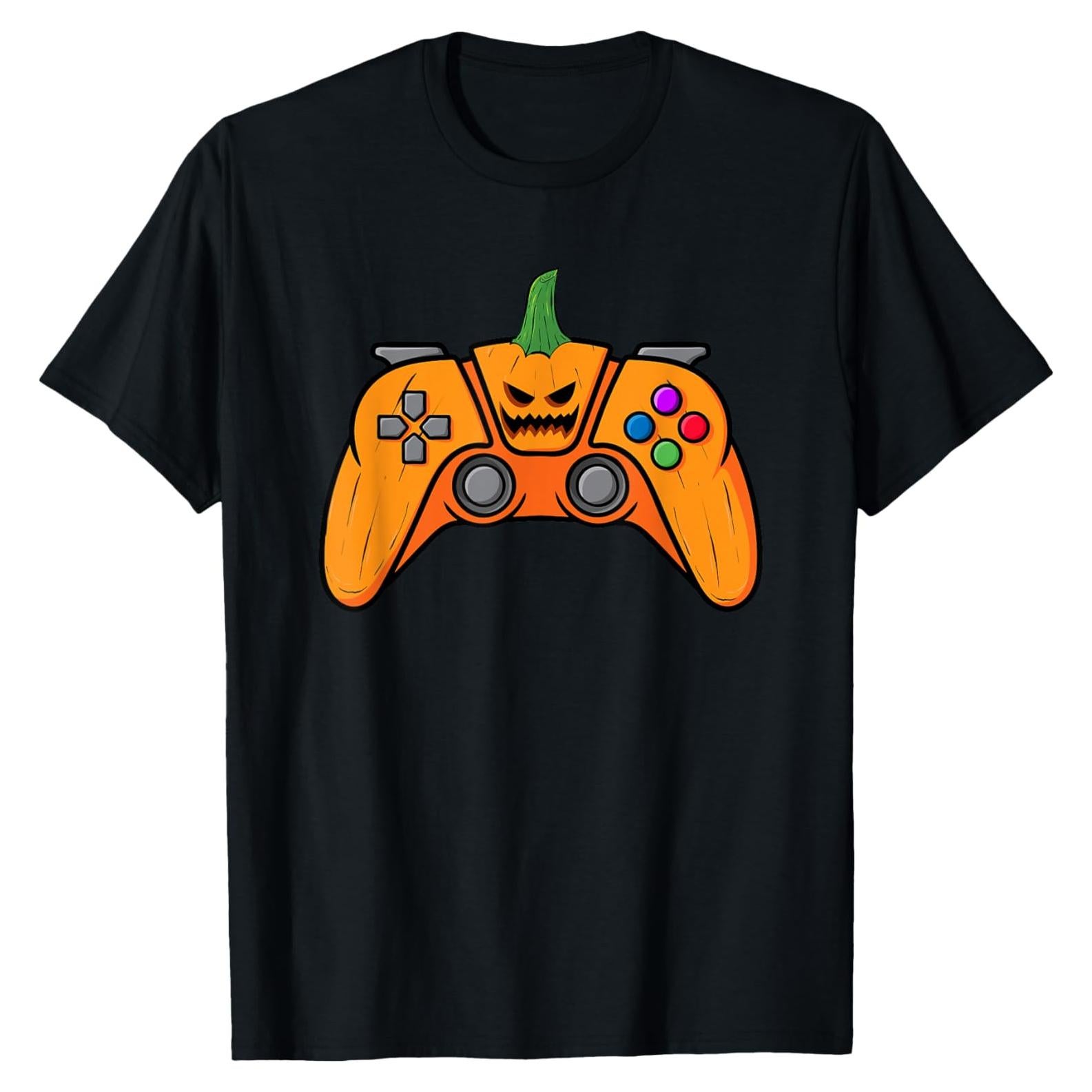 Camiseta Halloween Gamer Calabaza Controlador para Hombres