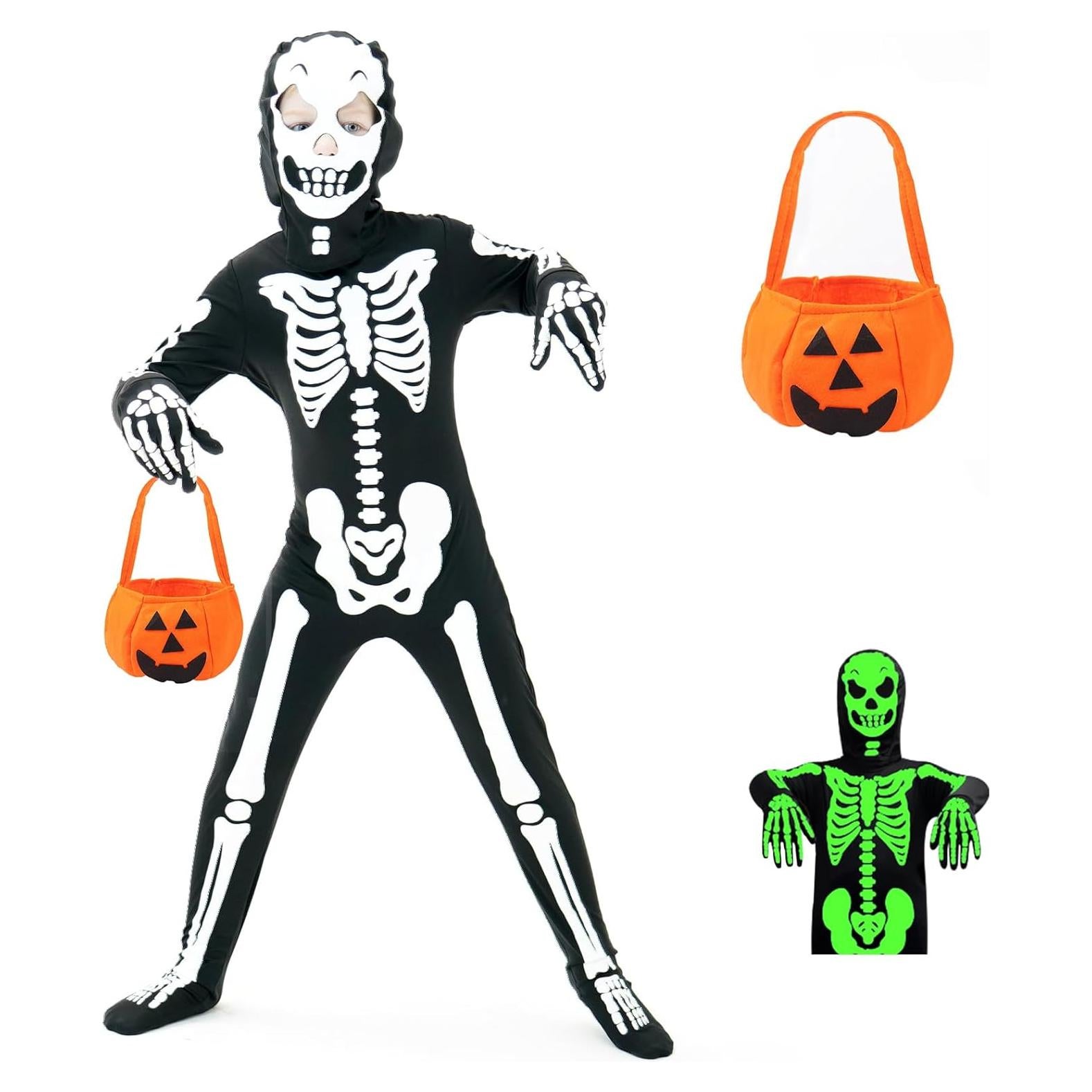 Disfraz de Esqueleto FAYBOX Brilla en la Oscuridad Niños 5-7 Años
