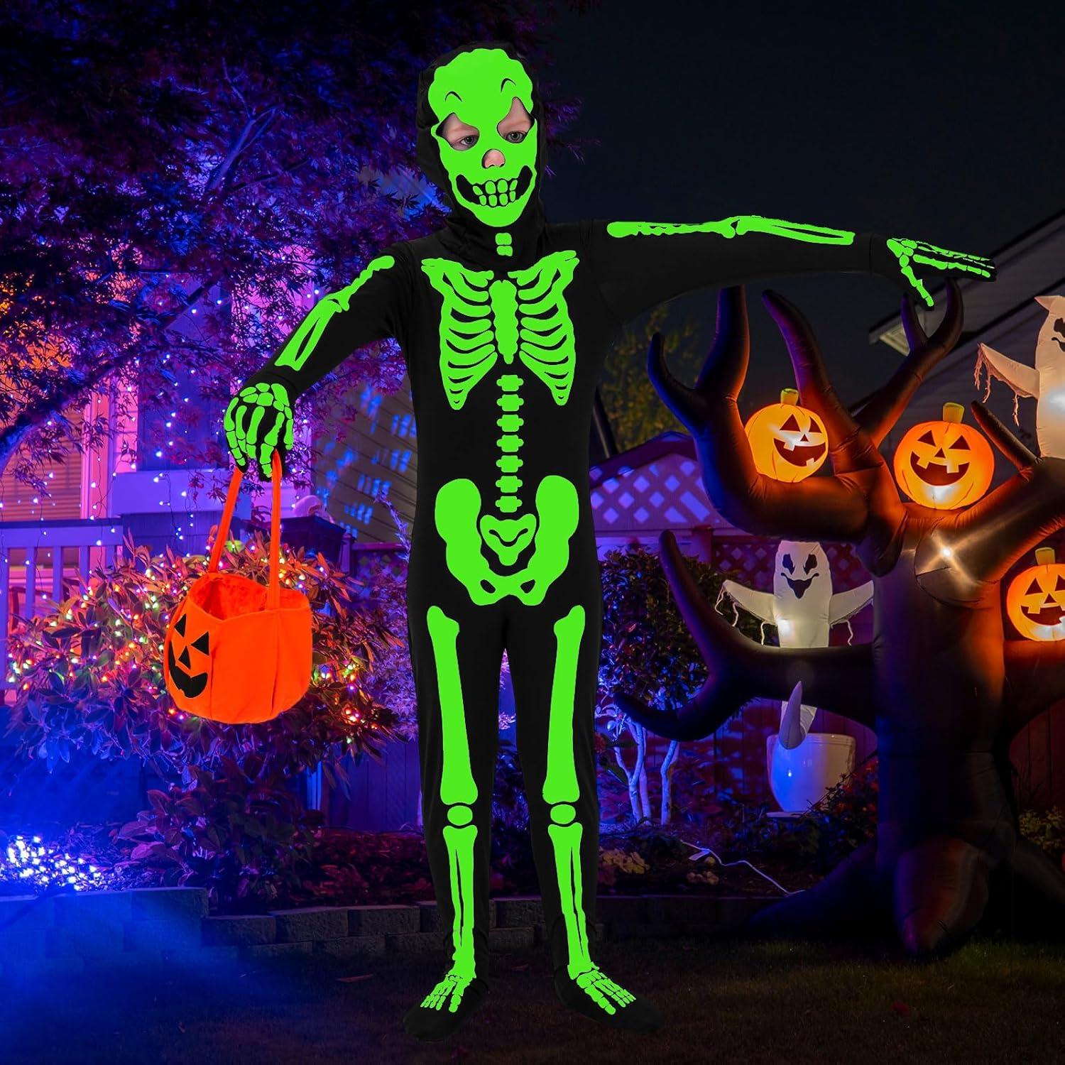 Disfraz de Esqueleto FAYBOX Brilla en la Oscuridad Niños 5-7 Años