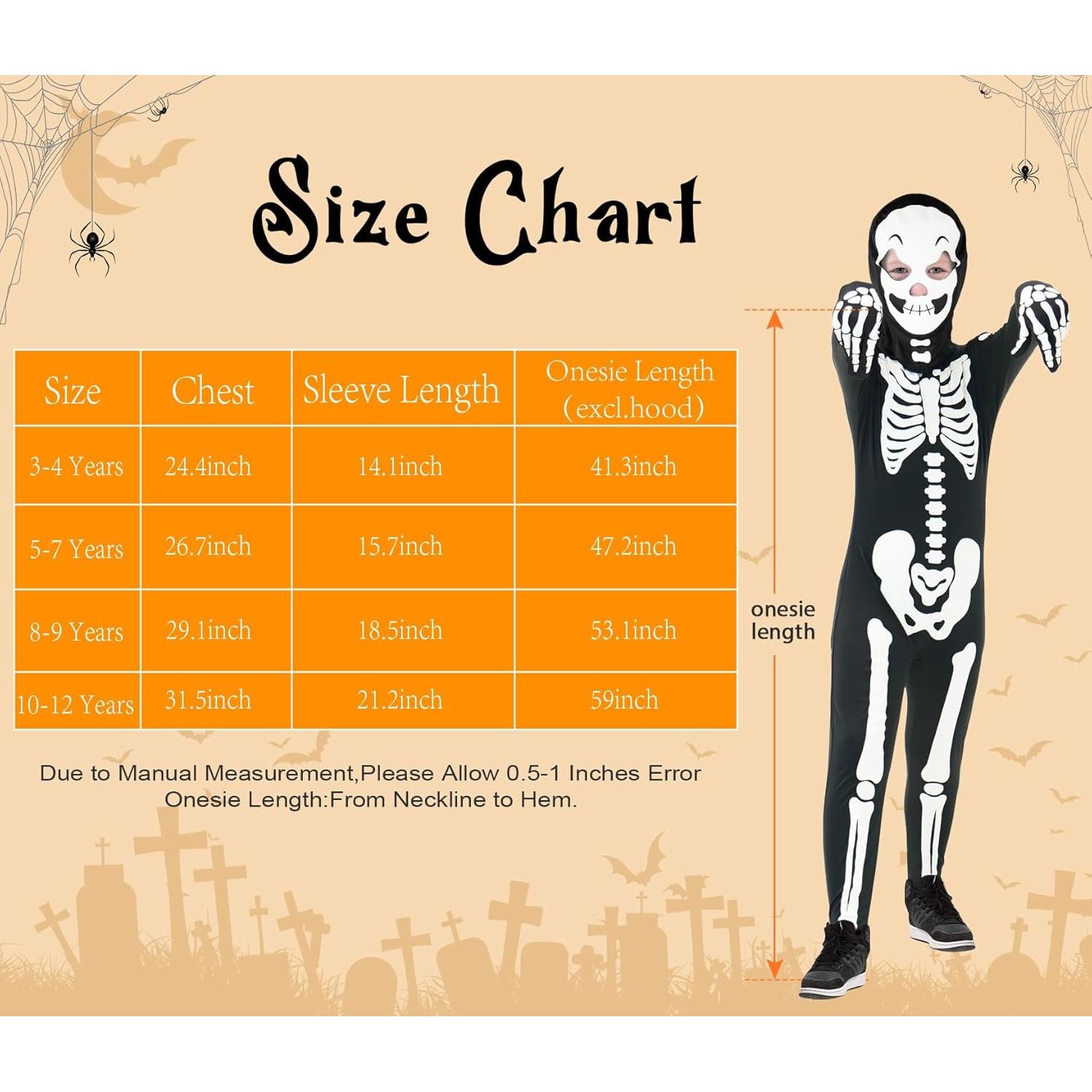 Disfraz de Esqueleto FAYBOX Brilla en la Oscuridad Niños 5-7 Años