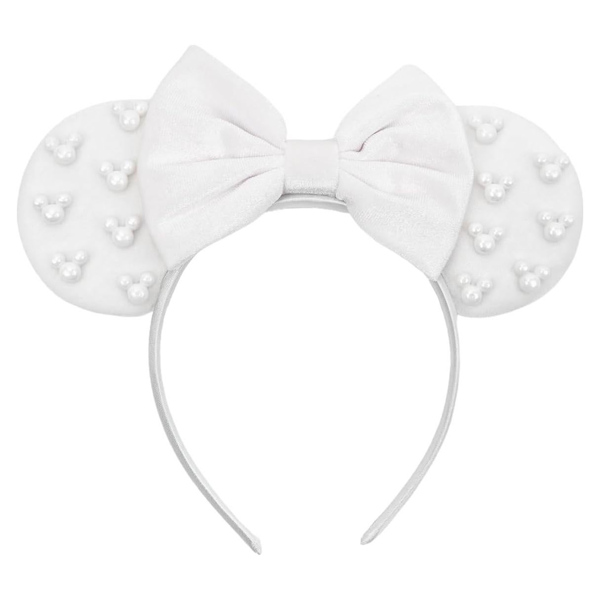 Diadema de Orejas de Ratón KienKan Blanca con Lazo - Accesorio Fiesta