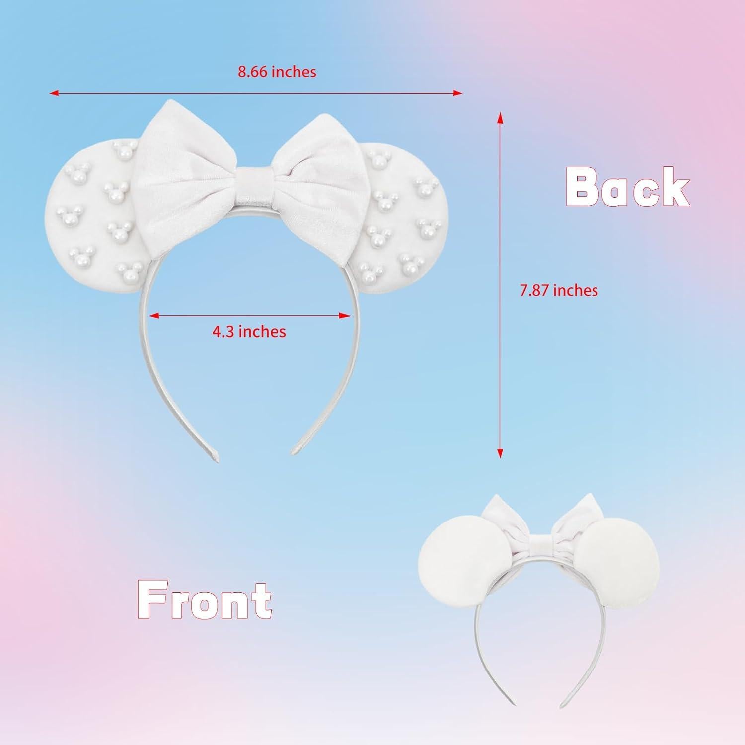 Diadema de Orejas de Ratón KienKan Blanca con Lazo - Accesorio Fiesta