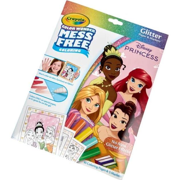 Set de Colorear Crayola Princesas Disney con Brillo 10 Páginas