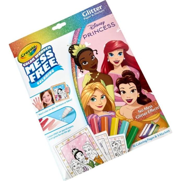 Set de Colorear Crayola Princesas Disney con Brillo 10 Páginas