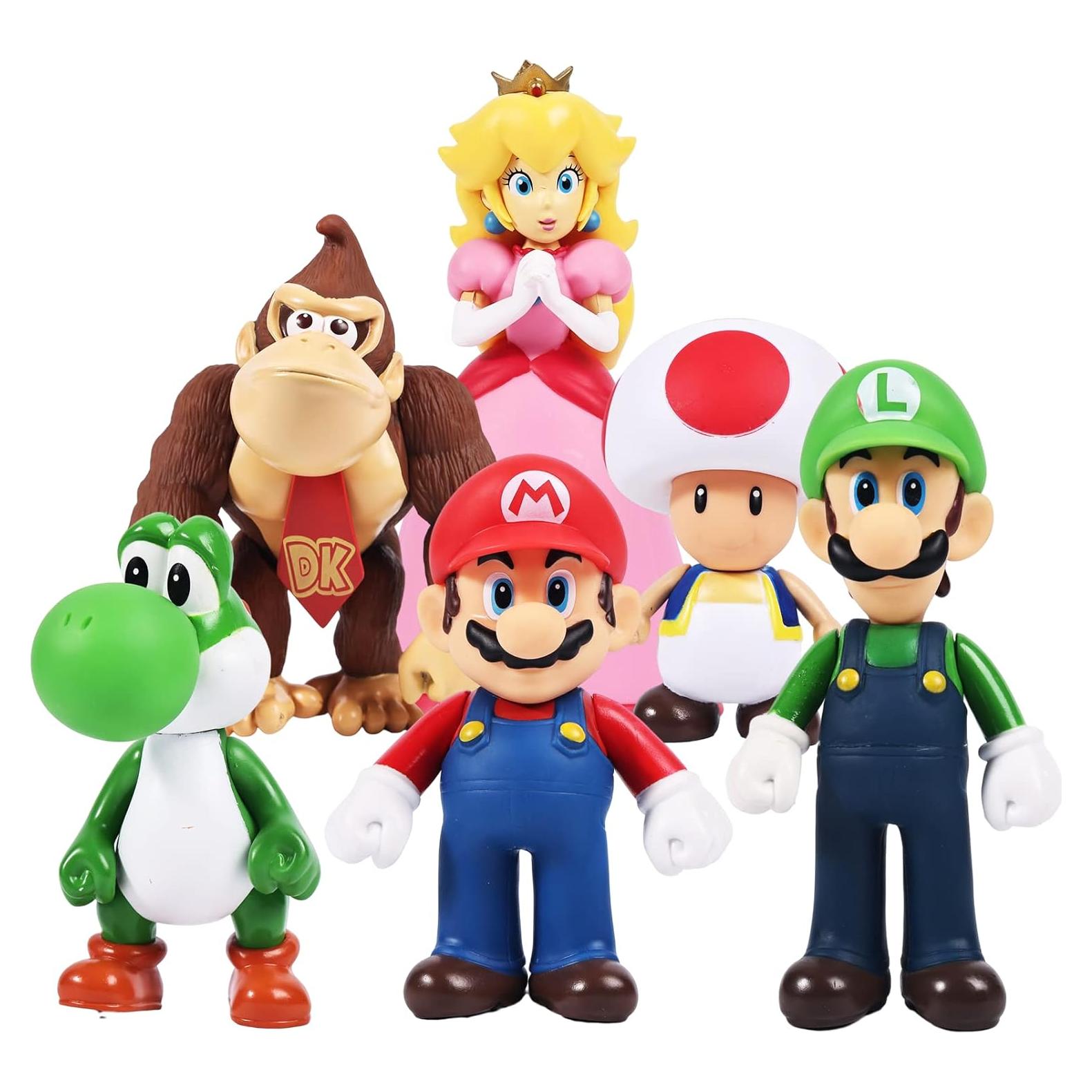 Paquete de 6 Figuras de Acción Mario y Luigi 12.7 cm Isaneihas