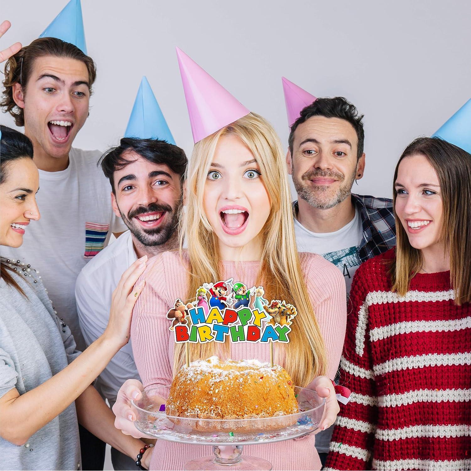 Cake Topper Super Mario Feliz Cumpleaños - Decoración Colorida