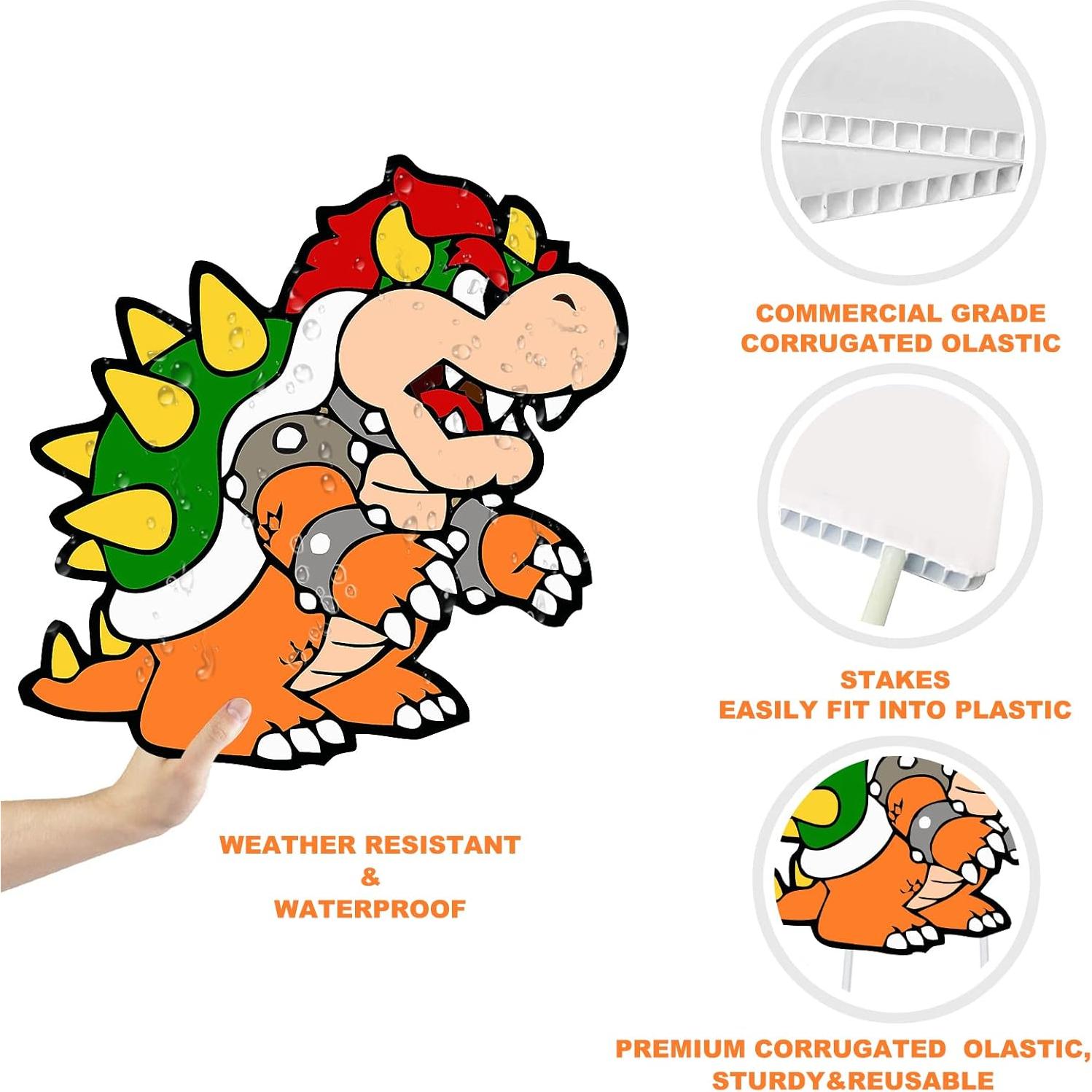 Decoraciones de Fiesta de Cumpleaños Mario 8PCS Carteles Jardín