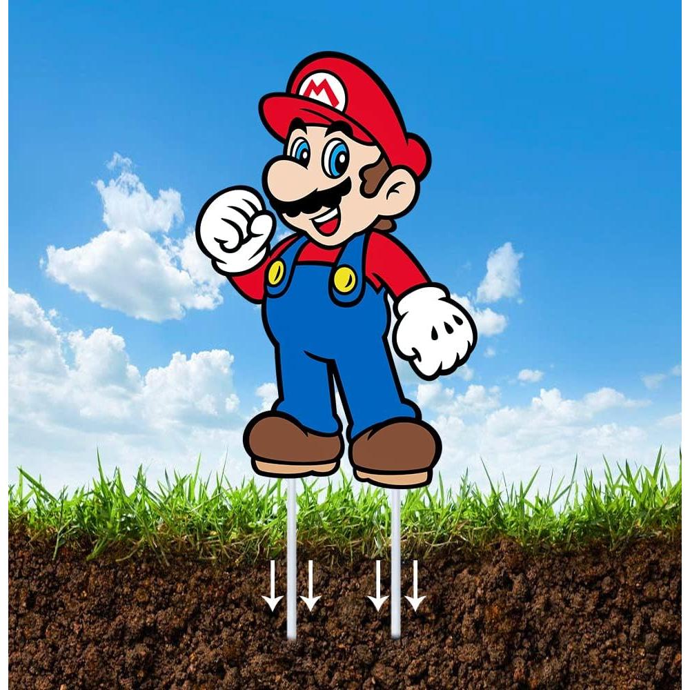 Decoraciones de Fiesta de Cumpleaños Mario 8PCS Carteles Jardín
