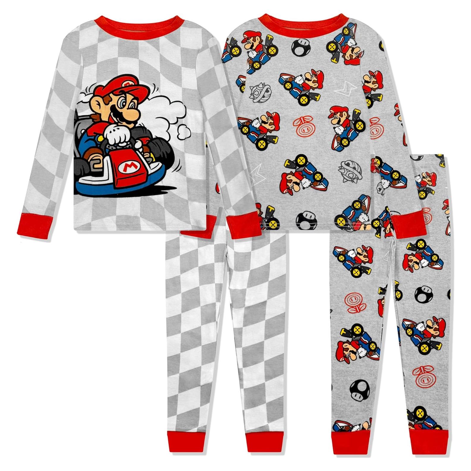 Conjunto de Pijamas de Algodón para Niños 4 Piezas Super Mario