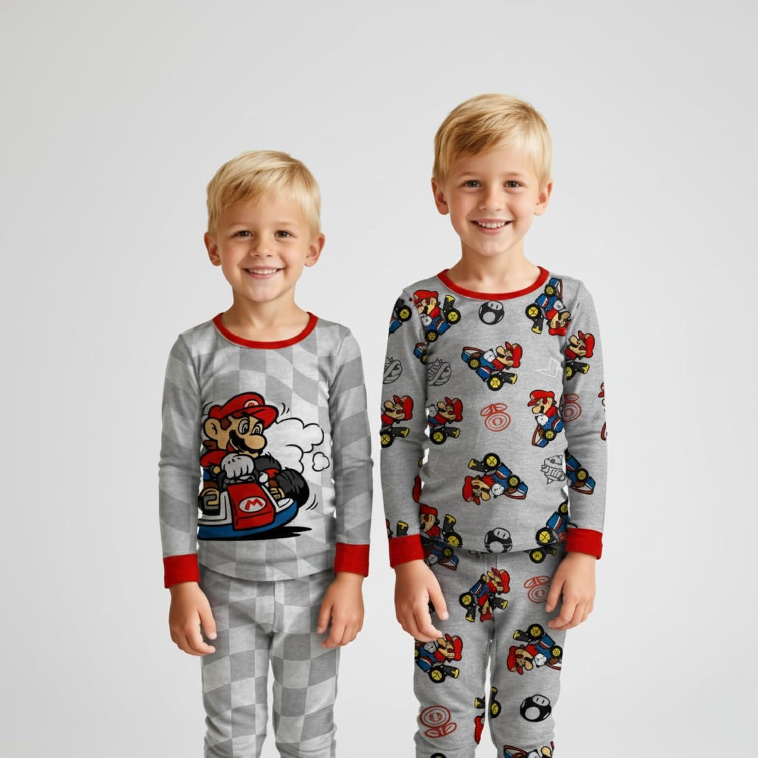 Conjunto de Pijamas de Algodón para Niños 4 Piezas Super Mario