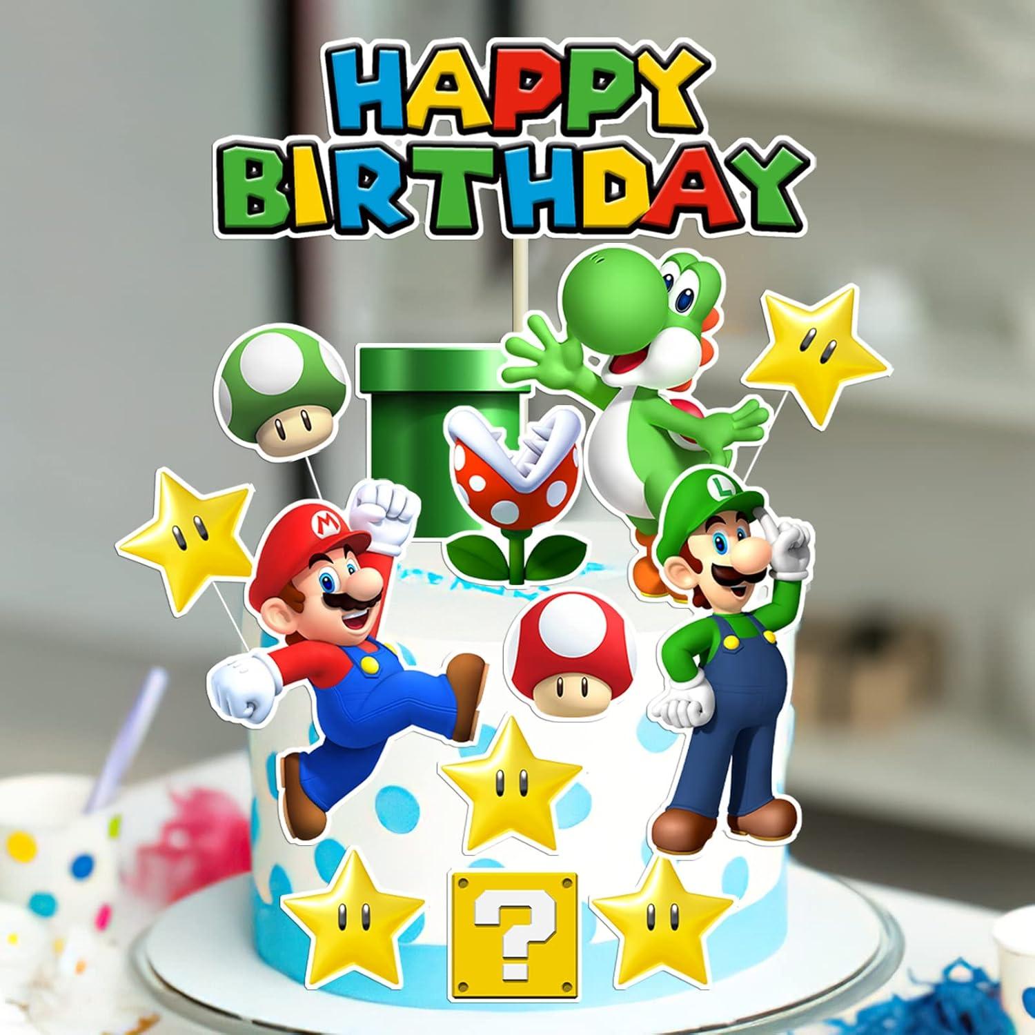 14 Adornos para Pastel Super Bros - Decoración Cumpleaños Niños