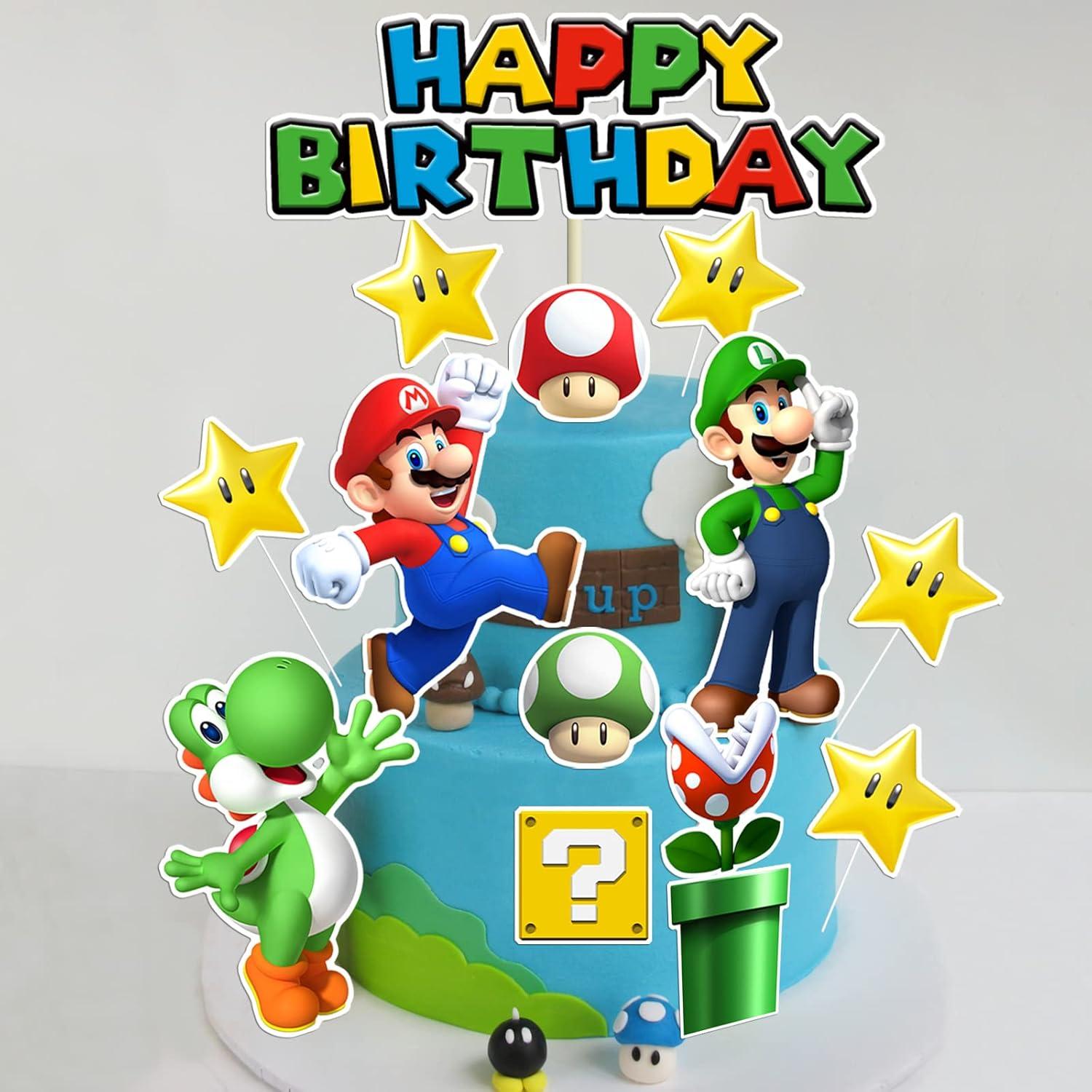 14 Adornos para Pastel Super Bros - Decoración Cumpleaños Niños