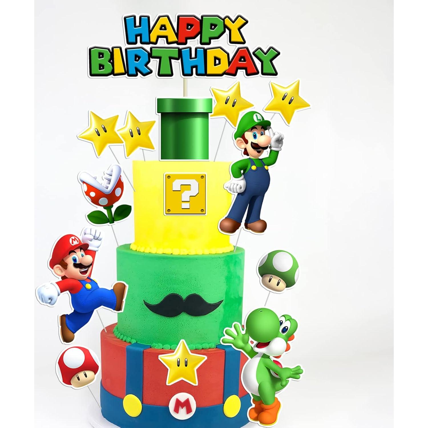 14 Adornos para Pastel Super Bros - Decoración Cumpleaños Niños