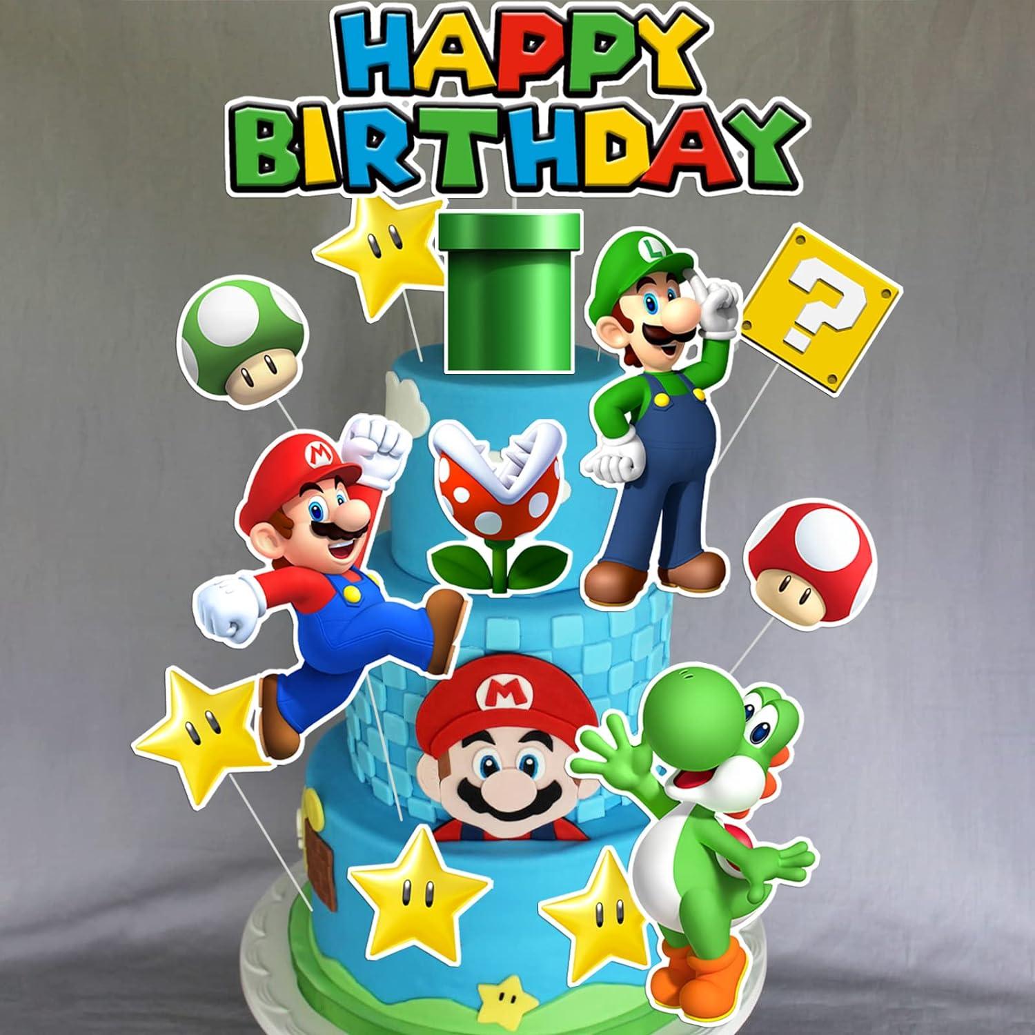 14 Adornos para Pastel Super Bros - Decoración Cumpleaños Niños