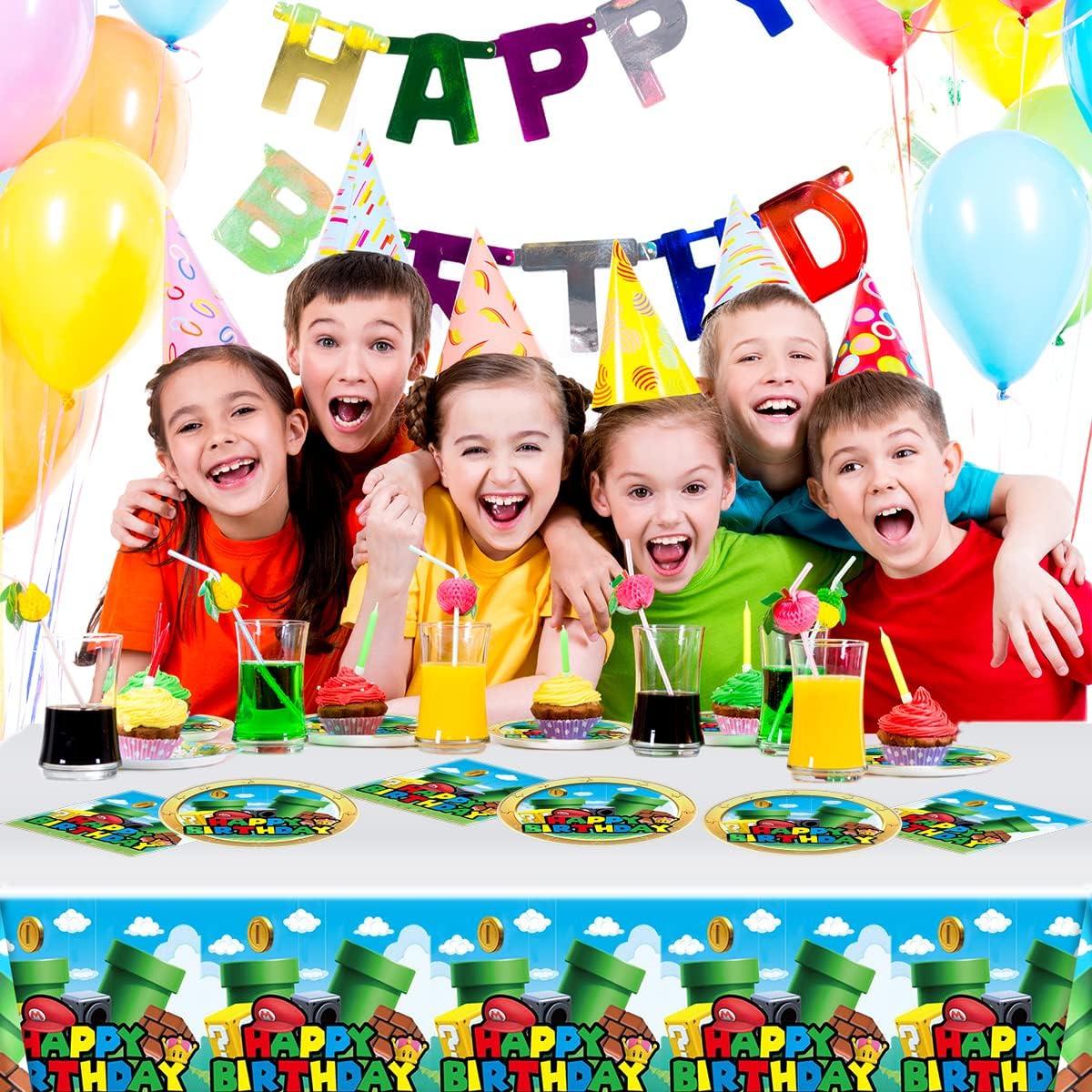 Artículos de Fiesta Super Bros - 20 Platos, 20 Servilletas y Mantel 180x107 cm