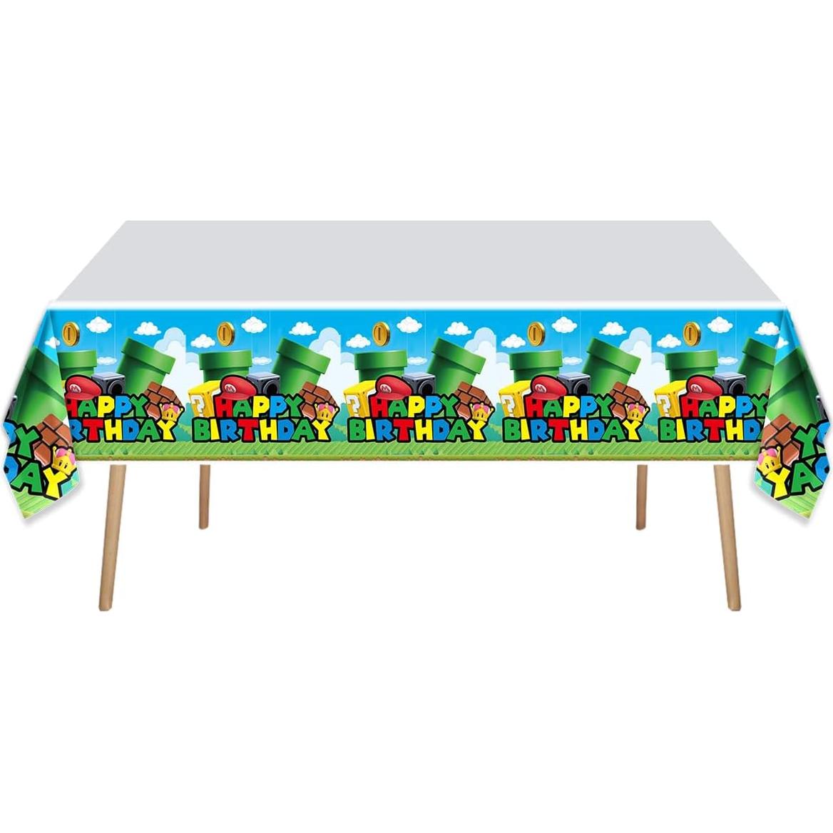 Artículos de Fiesta Super Bros - 20 Platos, 20 Servilletas y Mantel 180x107 cm