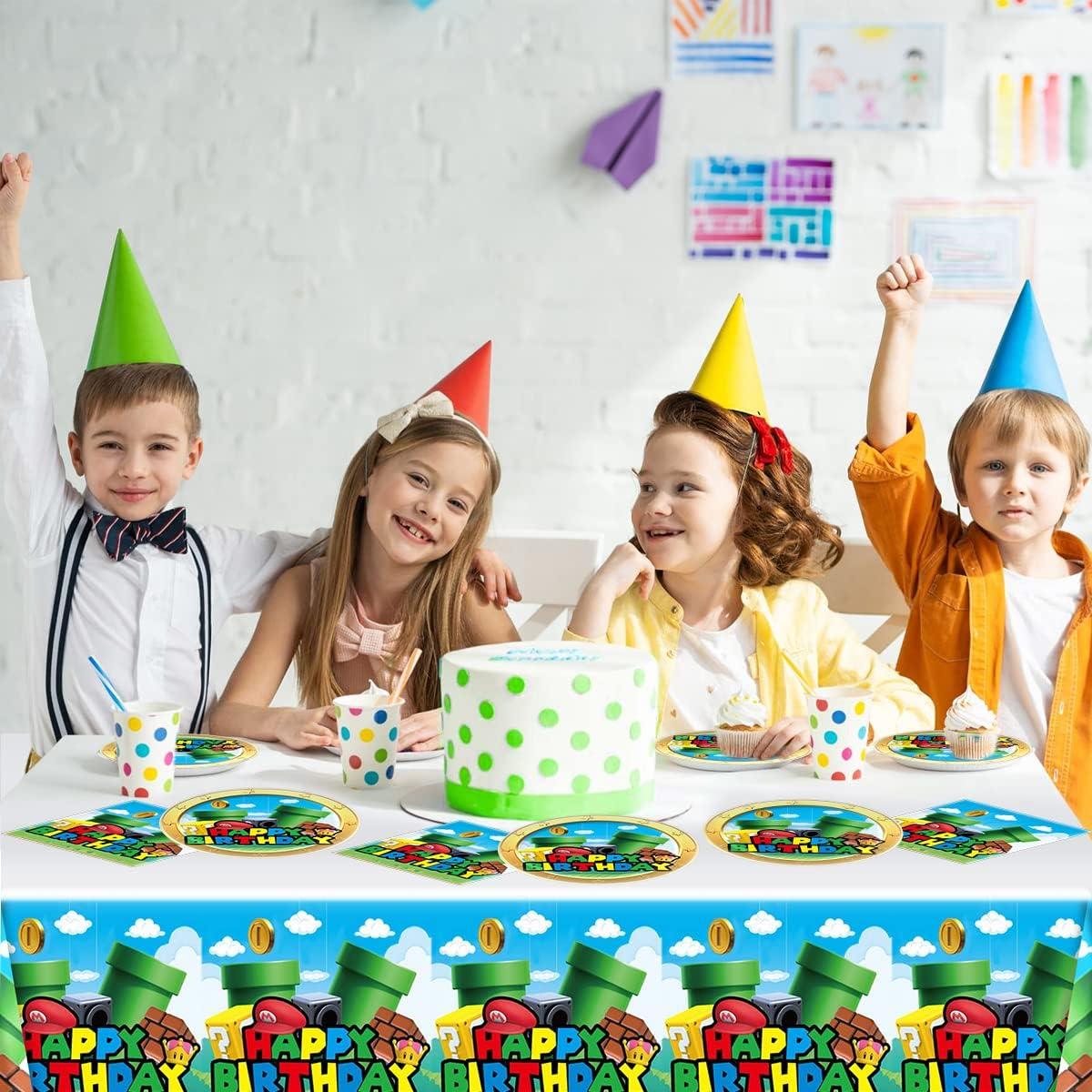 Artículos de Fiesta Super Bros - 20 Platos, 20 Servilletas y Mantel 180x107 cm