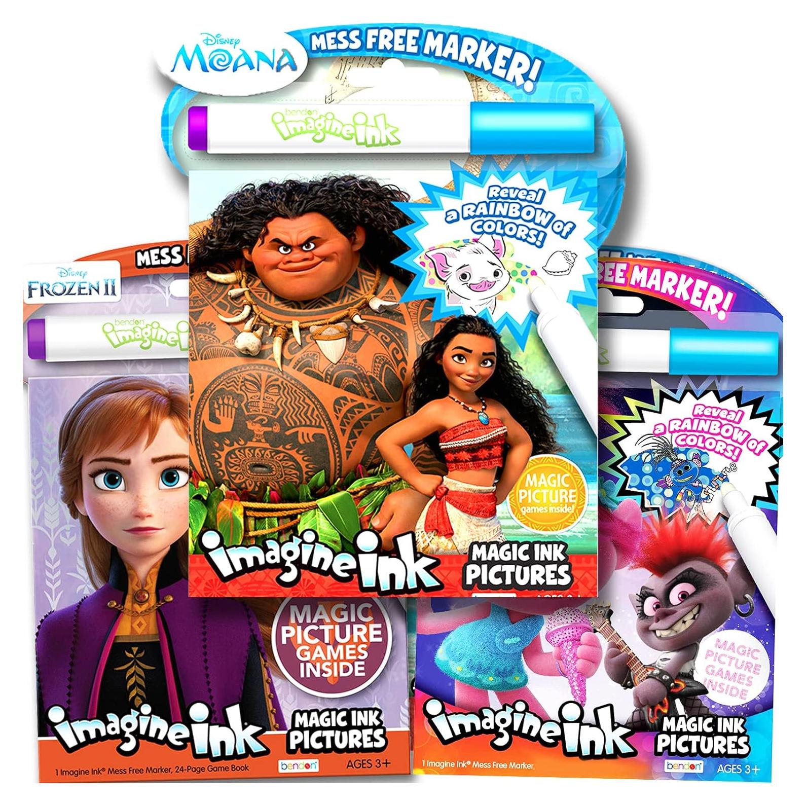 Conjunto de Libros para Colorear Imagine Ink - Moana, Trolls, Frozen