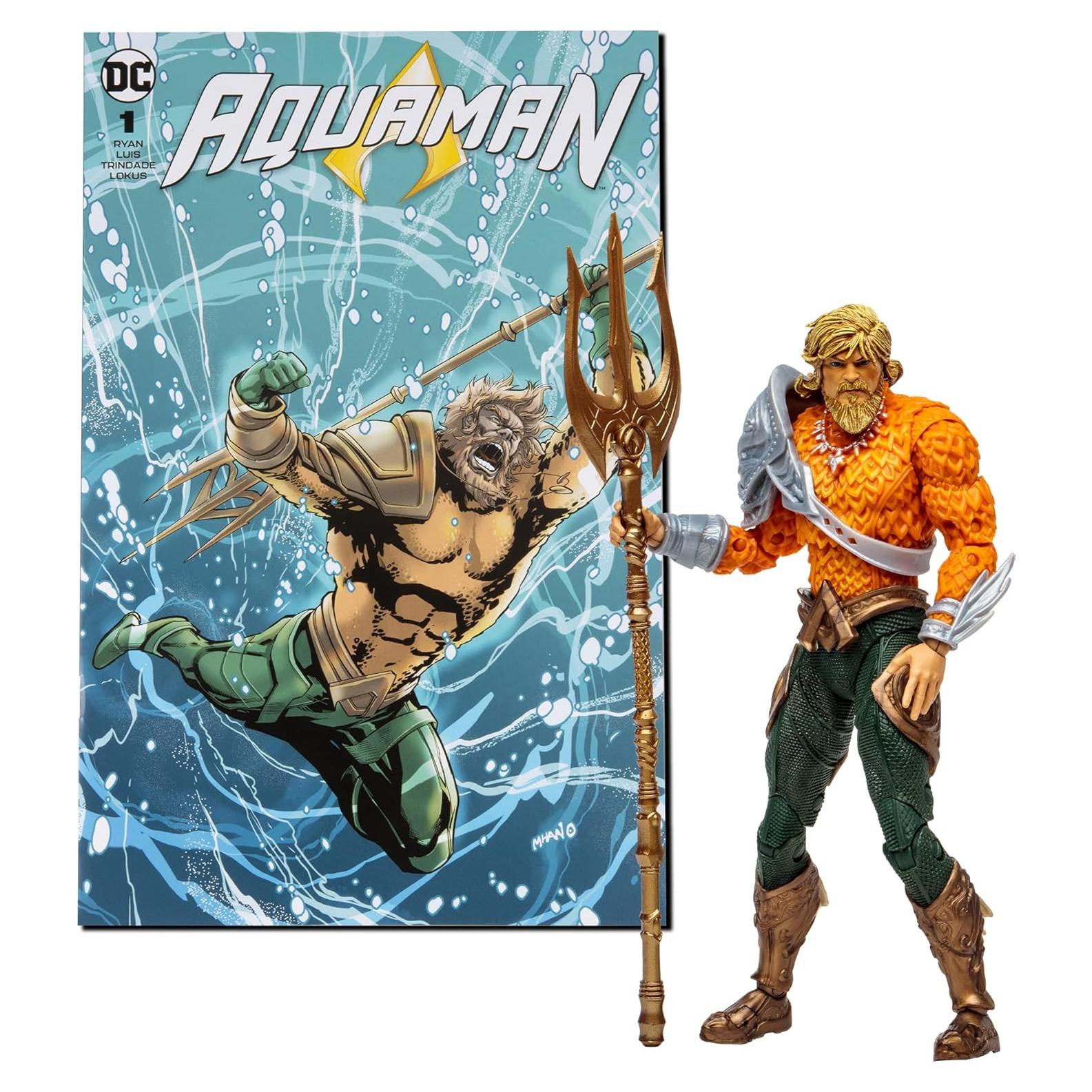Figura de acción Aquaman McFarlane Toys 17.78 cm con cómic