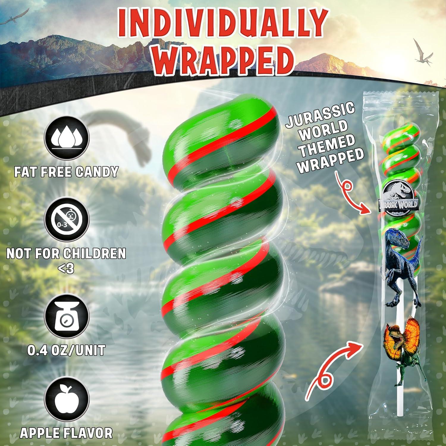 Chupetines Jurassic World 20pk - Dulces Temáticos de Dinosaurios