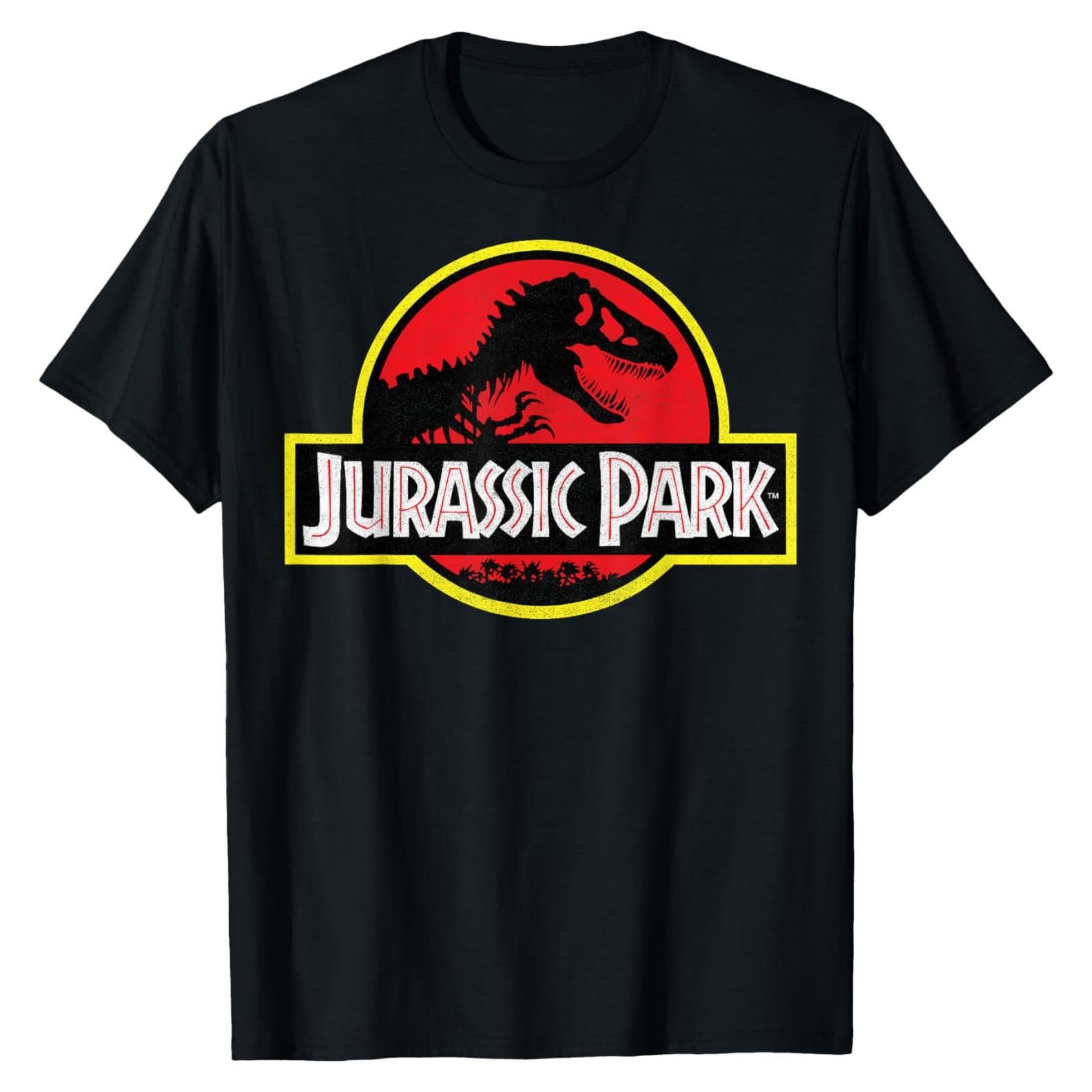 Camiseta Unisex Jurassic Park Logo Vintage Negro Pequeño