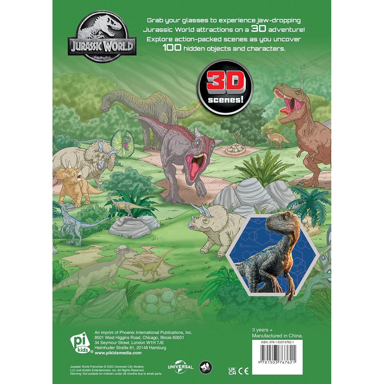Jurassic World 3D Look and Find Activity Book! - 3D Glasses Included! - PI Kids