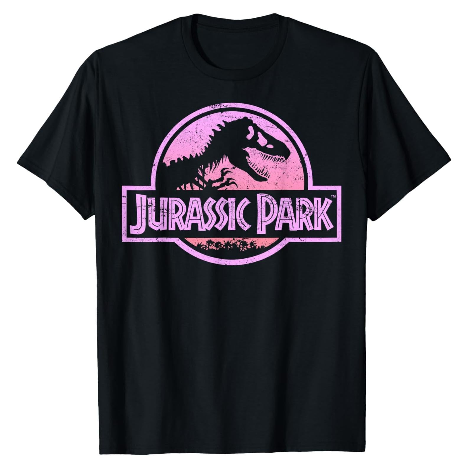 Camiseta Gráfica Jurassic Park Hombre Rosa Neón