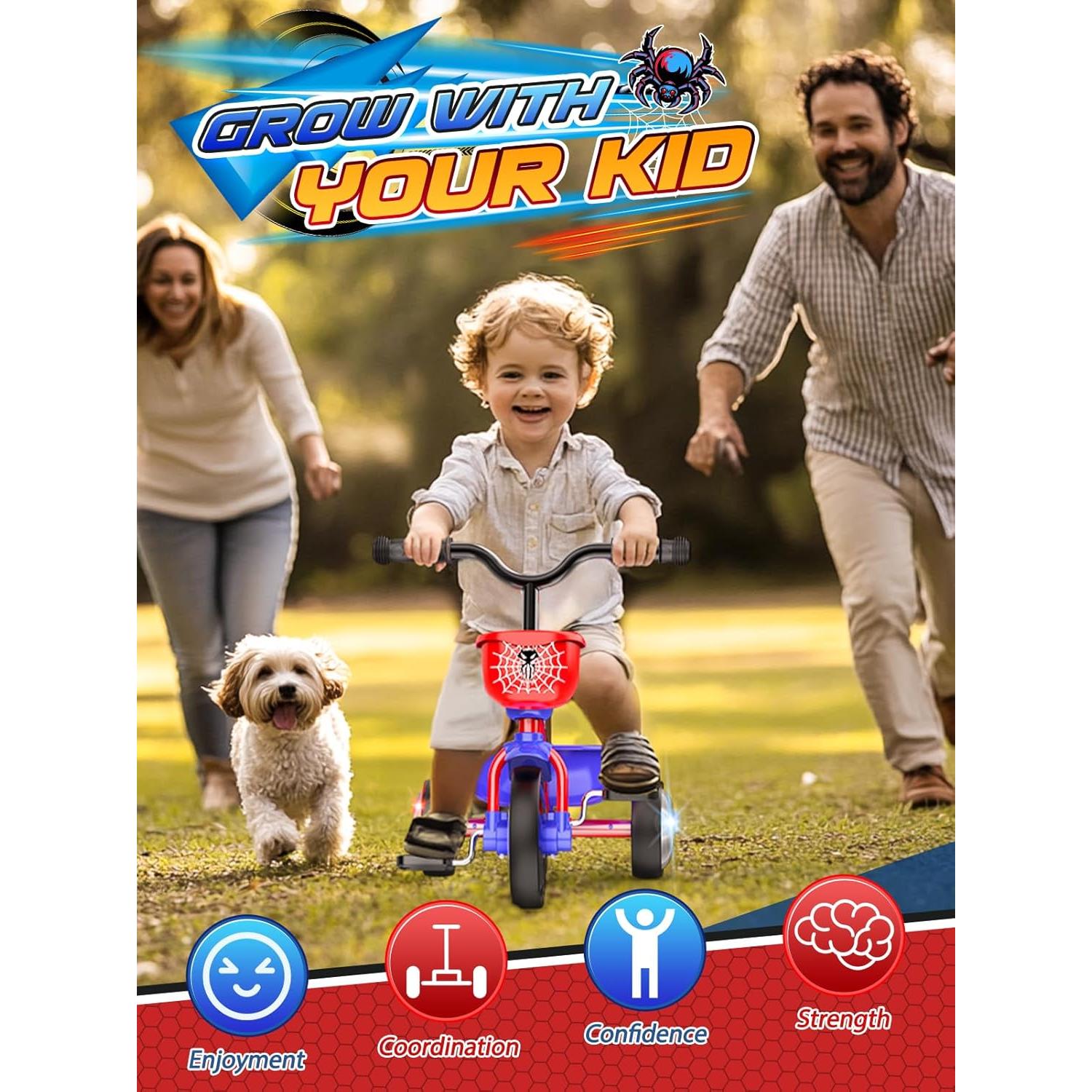 Triciclo para Niños Ackarido Spider 1-5 Años con Ruedas Iluminadas